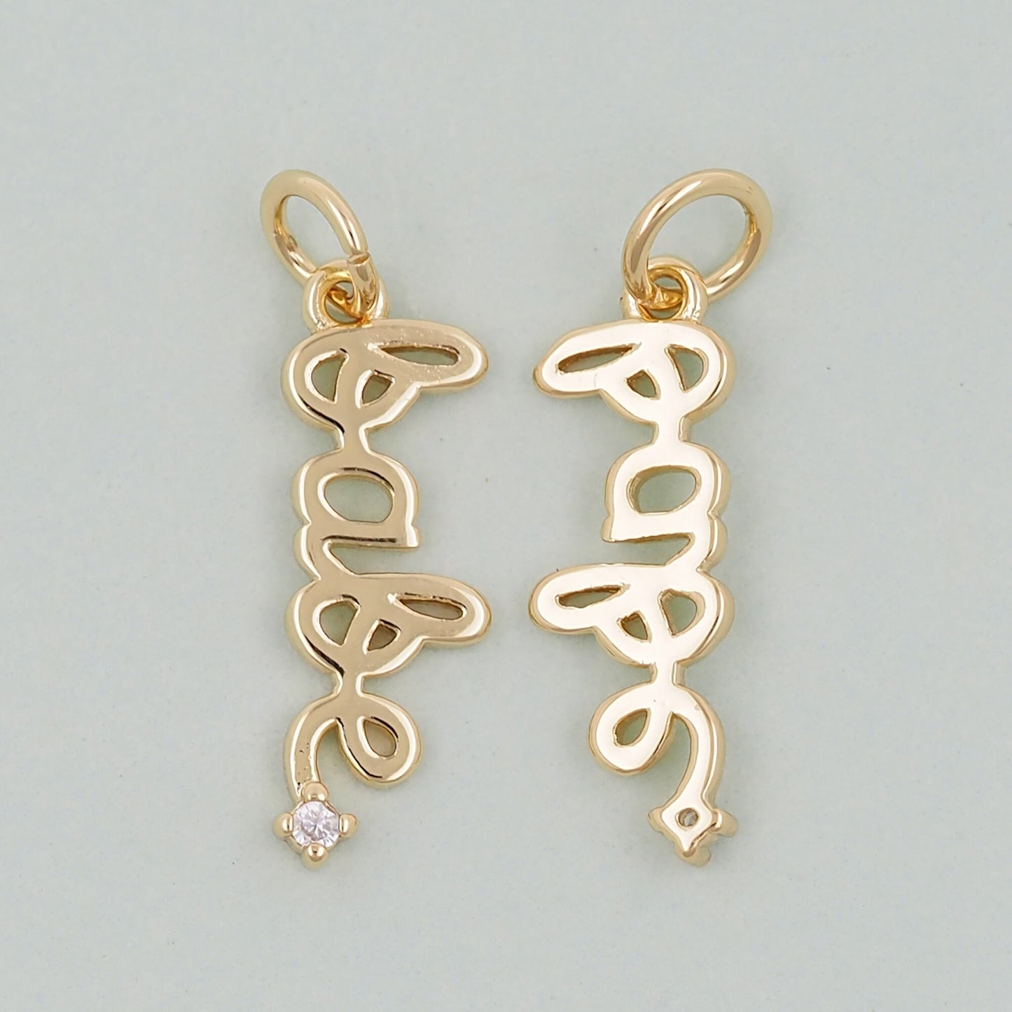 Gold letter Charms,18K Gold Fille Babe Pendant,Babe Charm Bracelet Necklace for DIY Jewelry Making Supply