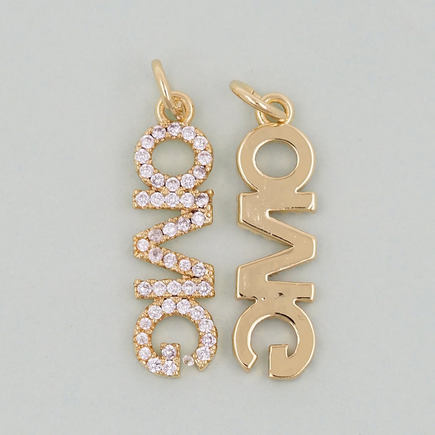 Gold letter Charms,18K Gold Fille OMG Pendant,omg Charm Bracelet Necklace for DIY Jewelry Making Supply