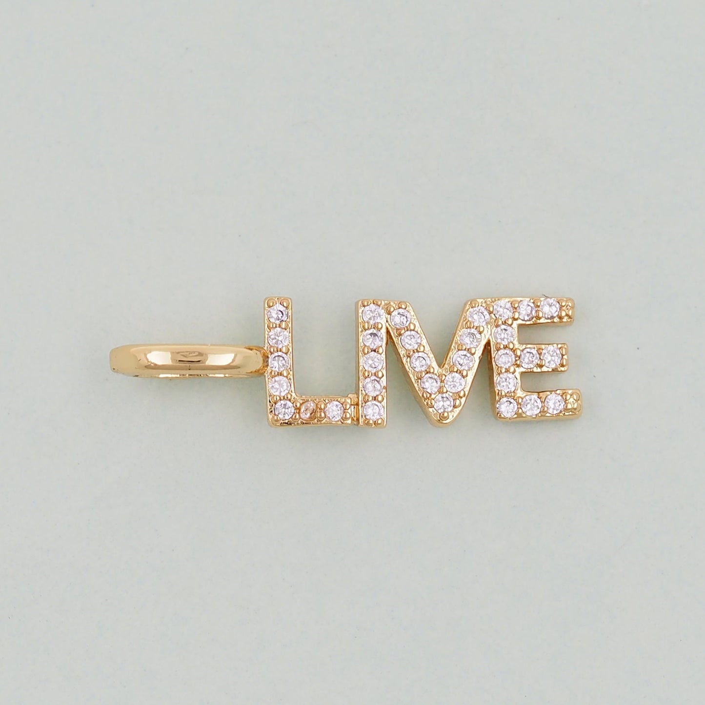 Gold letter Charms,18K Gold Fille Live Pendant,Live Charm Bracelet Necklace for DIY Jewelry Making Supply