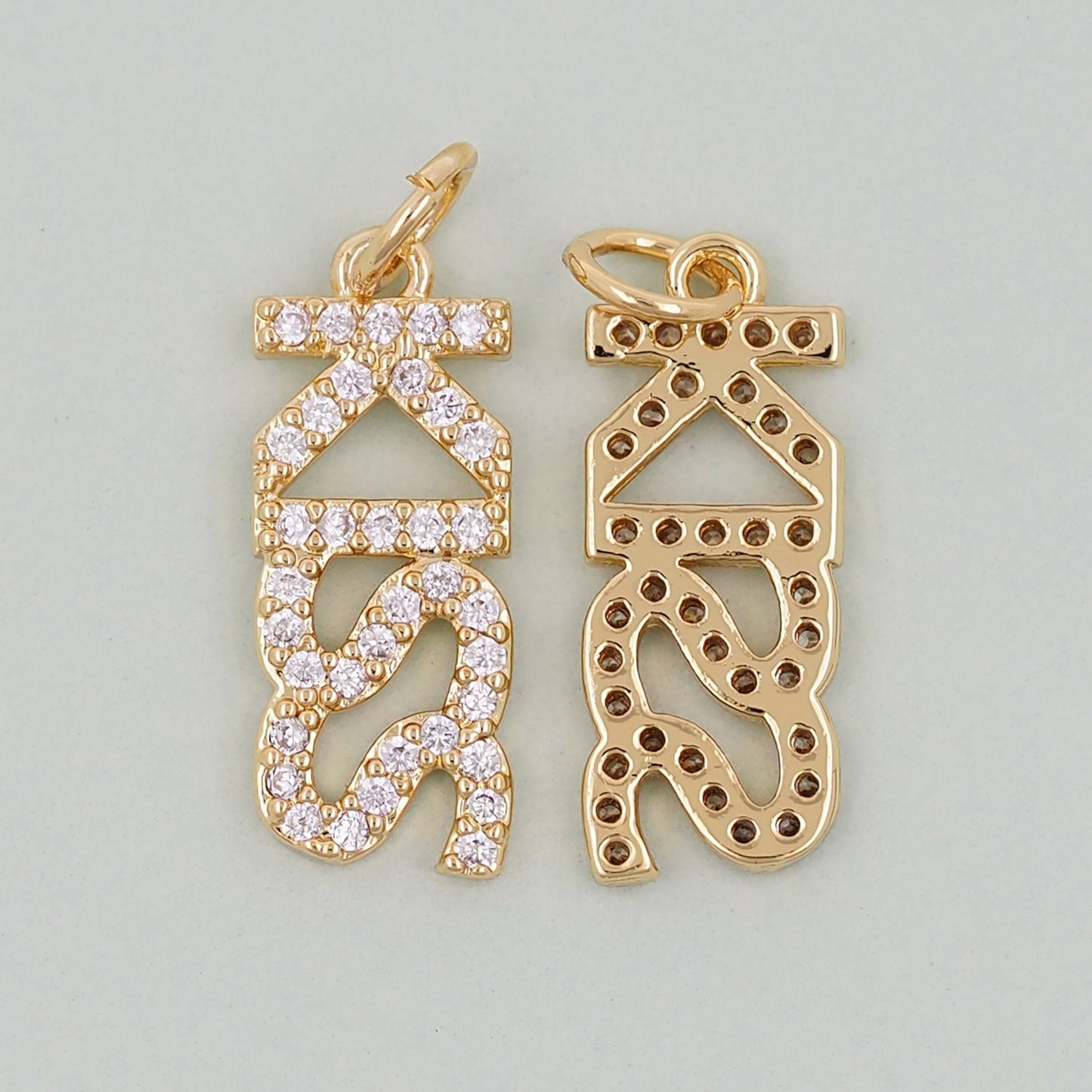 Gold letter Charms,18K Gold Fille Kiss Pendant,Kiss Charm Bracelet Necklace for DIY Jewelry Making Supply
