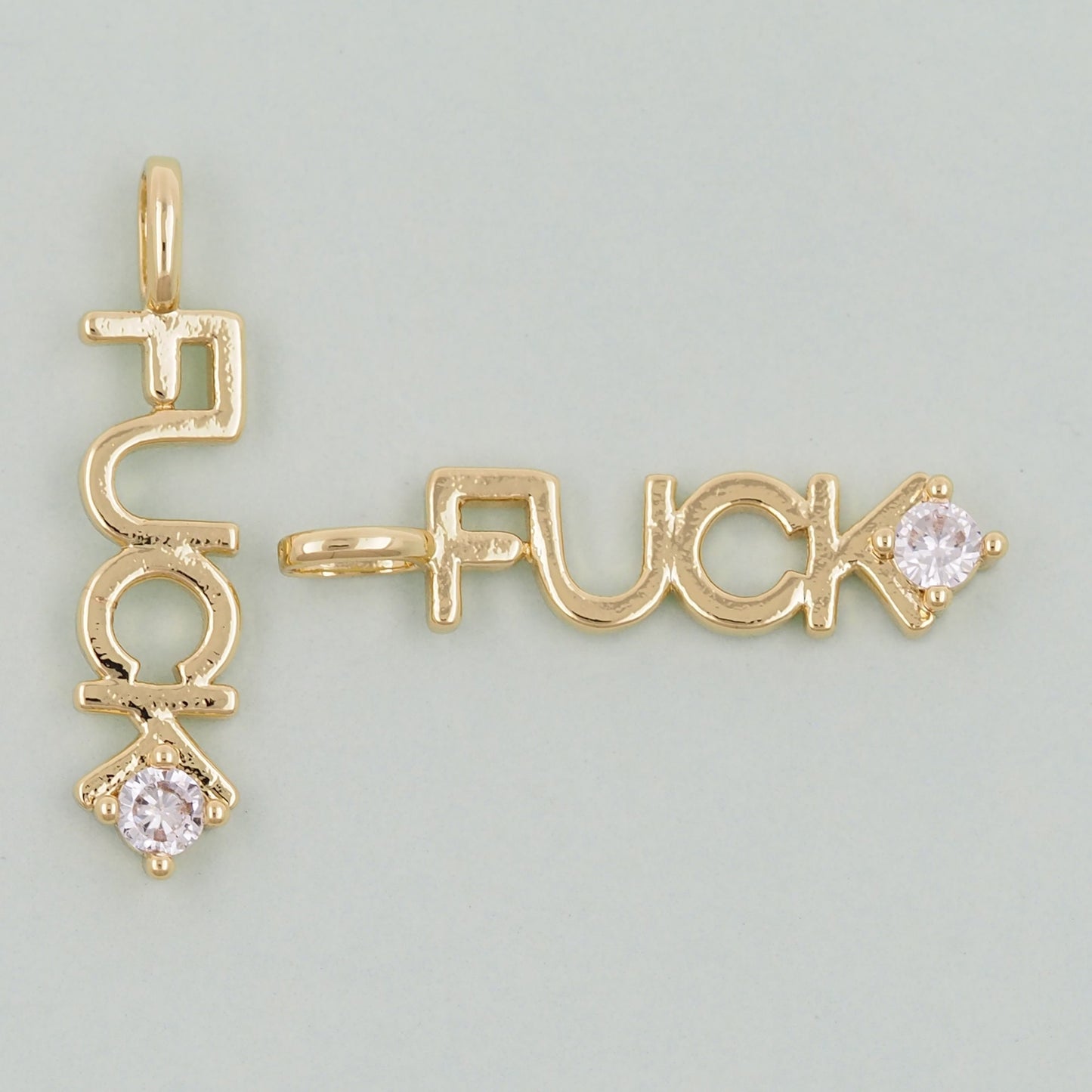 Gold letter Charms,18K Gold Fille Fuck Pendant,Fuck Charm Bracelet Necklace for DIY Jewelry Making Supply