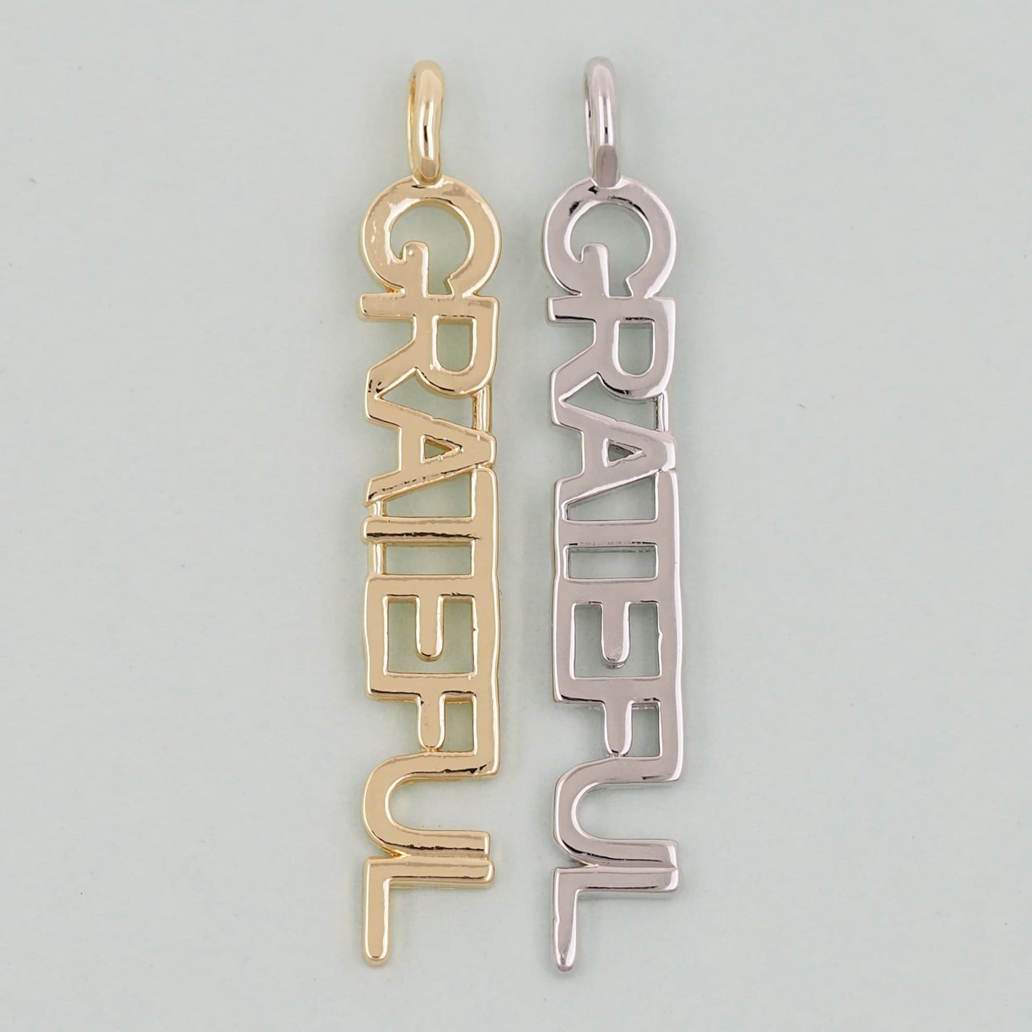 Gold letter Charms,18K Gold Fille grateful Pendant,grateful Charm Bracelet Necklace for DIY Jewelry Making Supply
