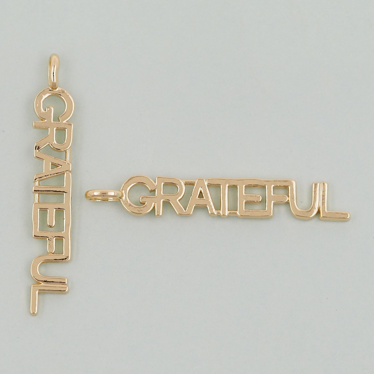 Gold letter Charms,18K Gold Fille grateful Pendant,grateful Charm Bracelet Necklace for DIY Jewelry Making Supply