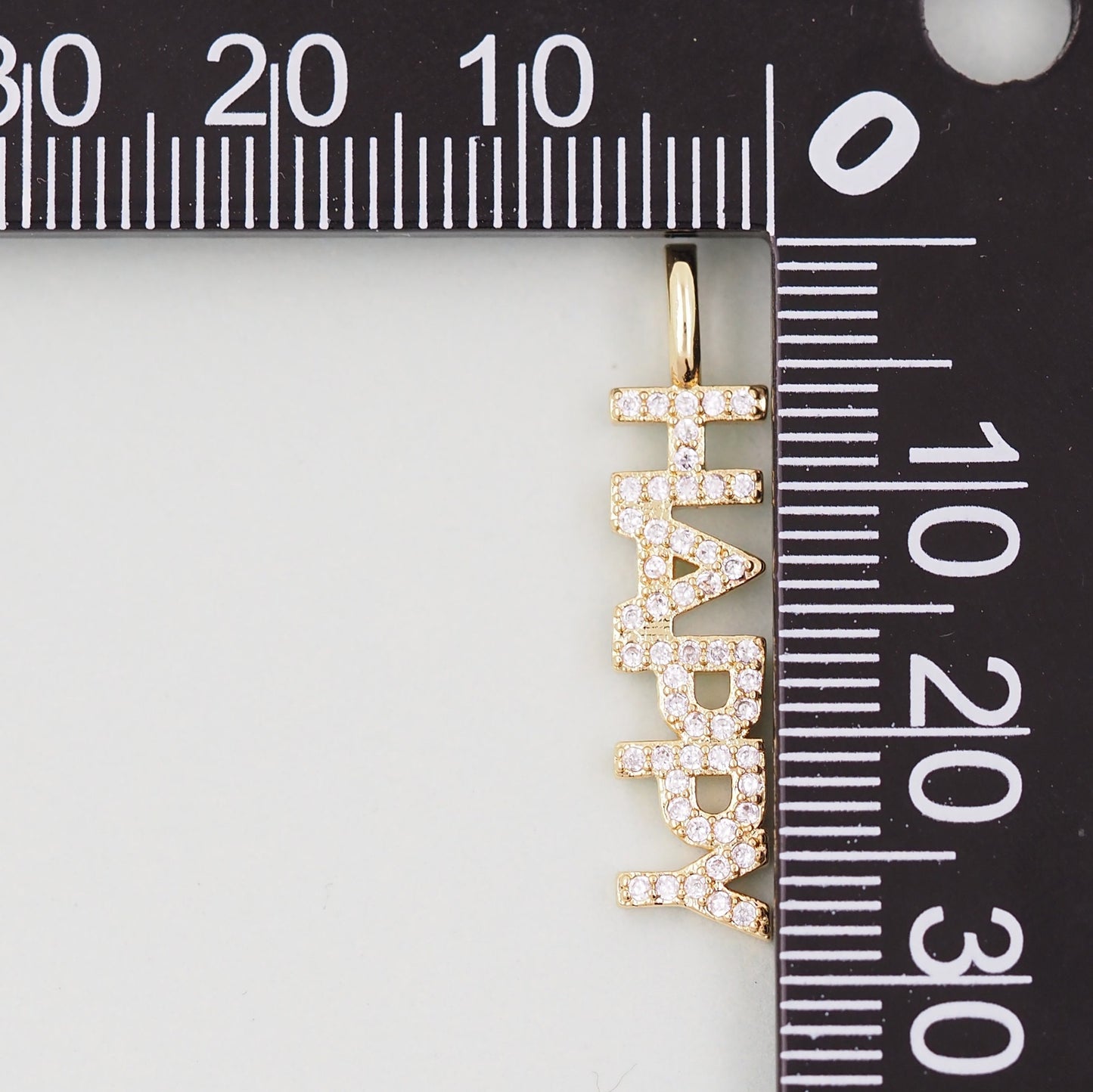 Gold letter Charms,18K Gold Fille Happy Pendant,Happy Charm Bracelet Necklace for DIY Jewelry Making Supply