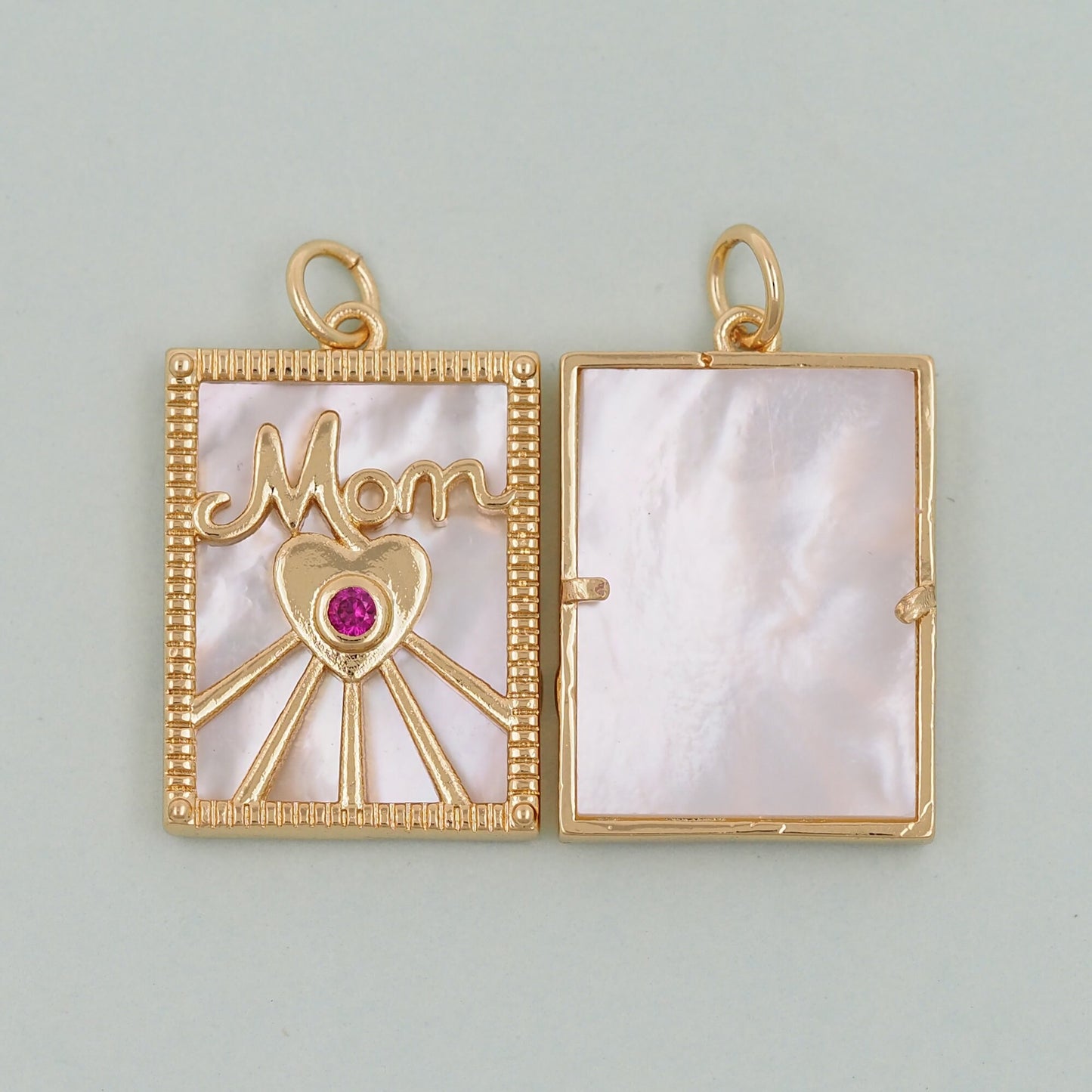 Gold Mom Charms,18K Gold Filled Shell Mom Pendant,Mom Charm Bracelet Necklace for DIY Jewelry Making Supply