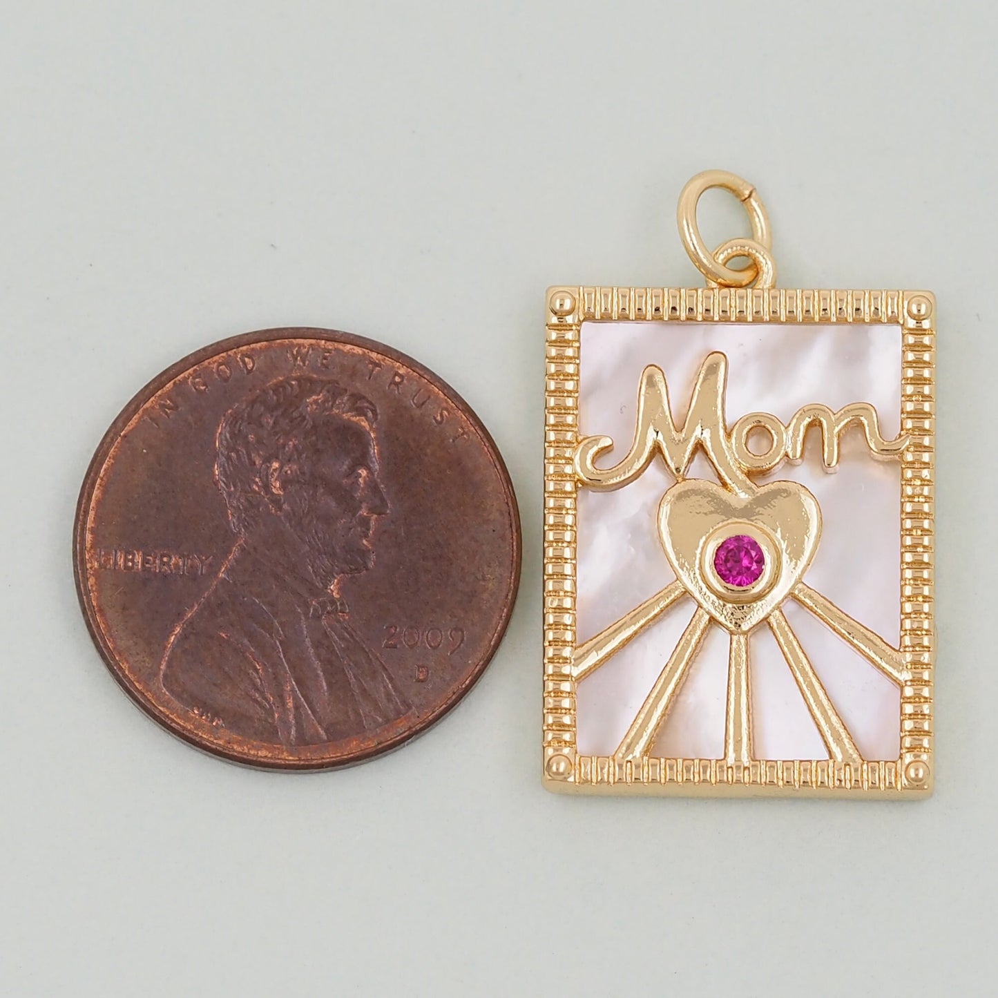 Gold Mom Charms,18K Gold Filled Shell Mom Pendant,Mom Charm Bracelet Necklace for DIY Jewelry Making Supply