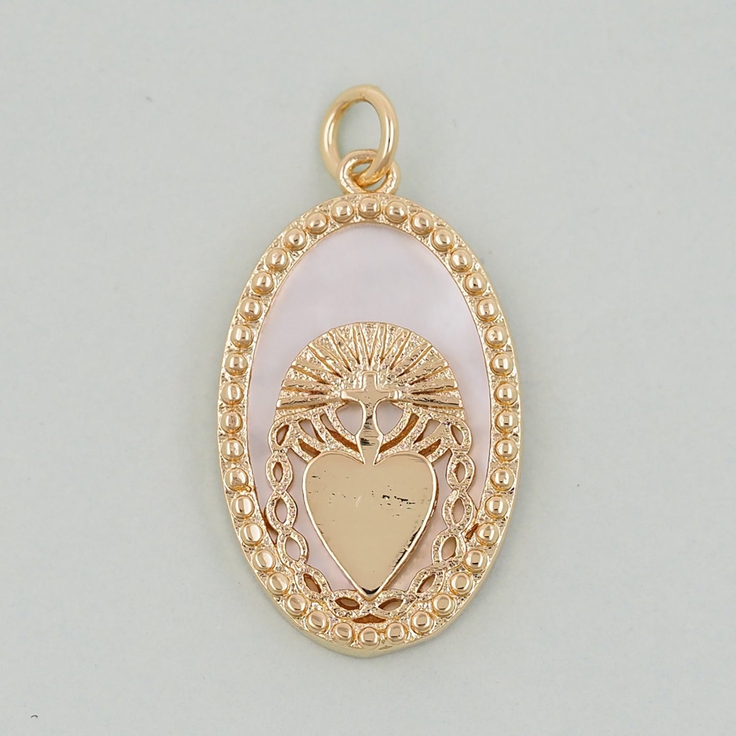 Gold sacred Heart Charms,18K Gold Filled Milagro Heart Pendant,Religious Charm Bracelet Necklace for DIY Jewelry Making Supply