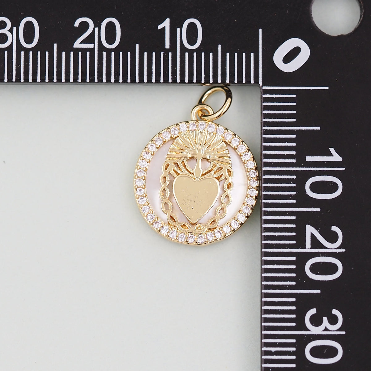 Gold sacred Heart Charms,18K Gold Filled Milagro Heart Pendant,Religious Charm Bracelet Necklace for DIY Jewelry Making Suppl