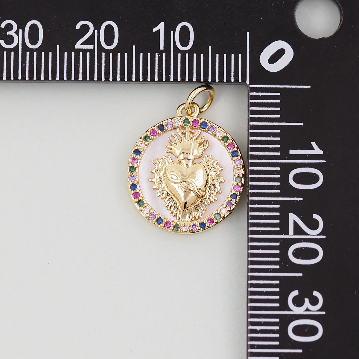 Gold colorful sacred Heart Charms,18K Gold Filled Milagro Heart Pendant,Religious Charm Bracelet Necklace for DIY Jewelry Mak