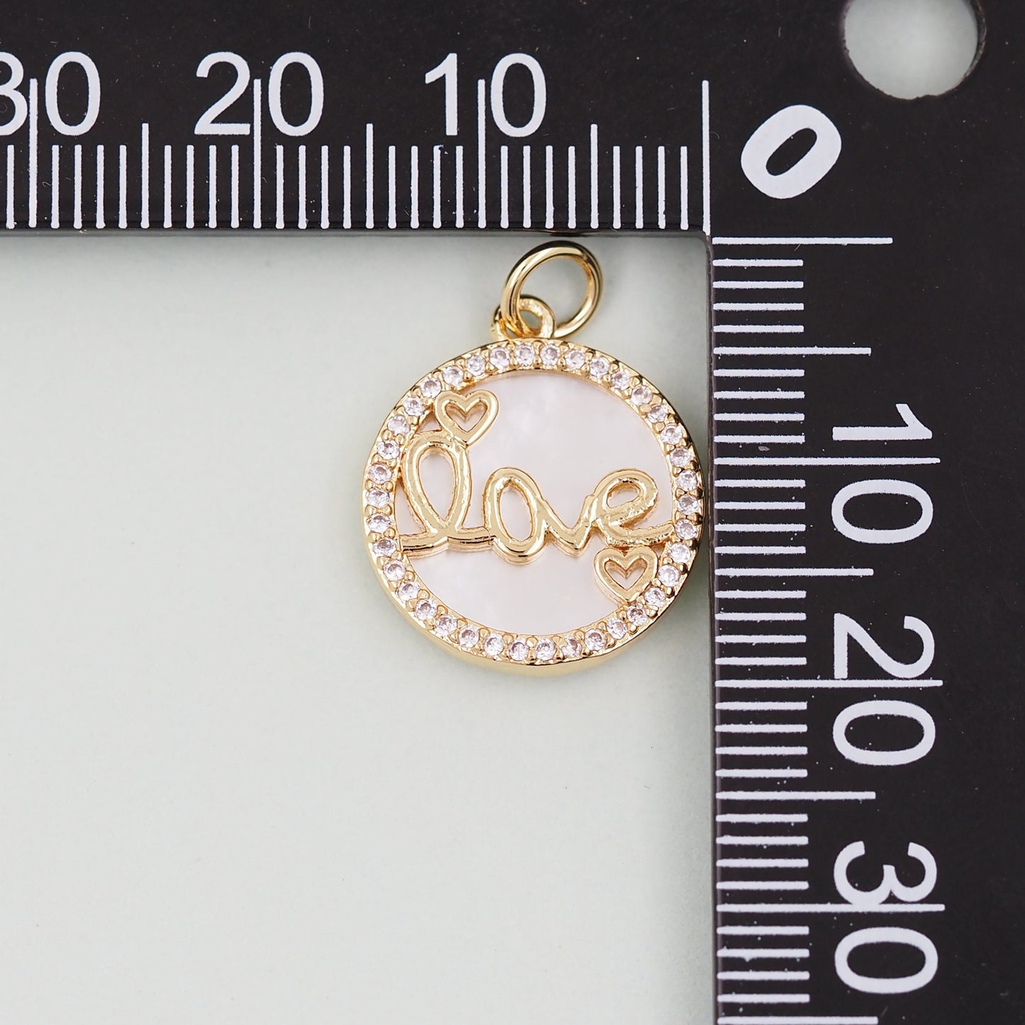 Gold Round Charms,18K Gold Fille Love Pendant,Love Charm Bracelet Necklace for DIY Jewelry Making Supply