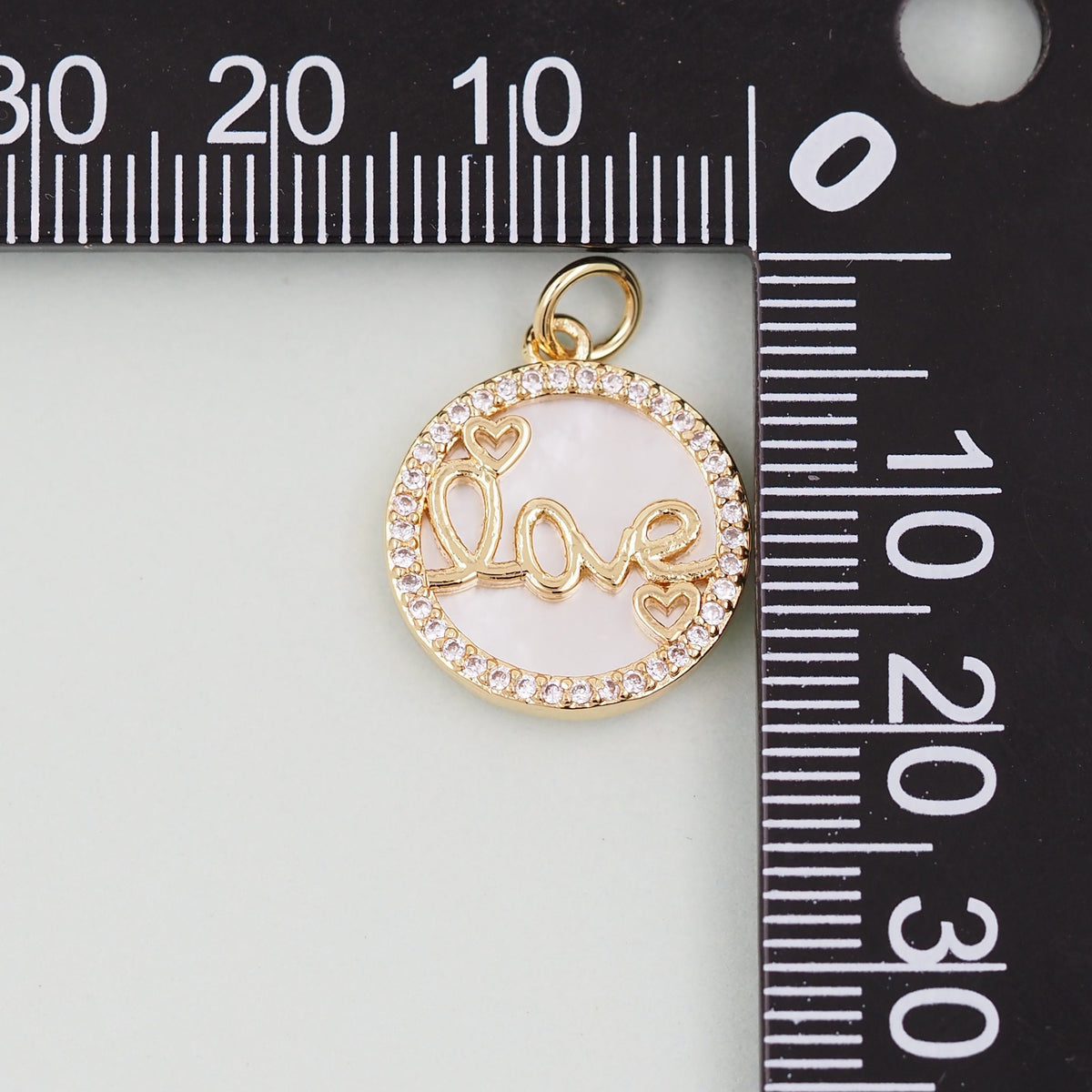 Gold Round Charms,18K Gold Fille Love Pendant,Love Charm Bracelet Necklace for DIY Jewelry Making Supply