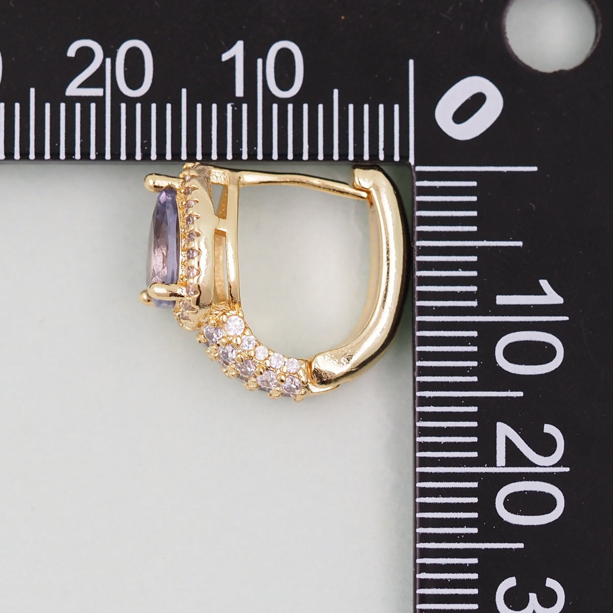 18K Gold Filled Crystal Teardrop Huggie Hoop Earrings for Jewelry Making