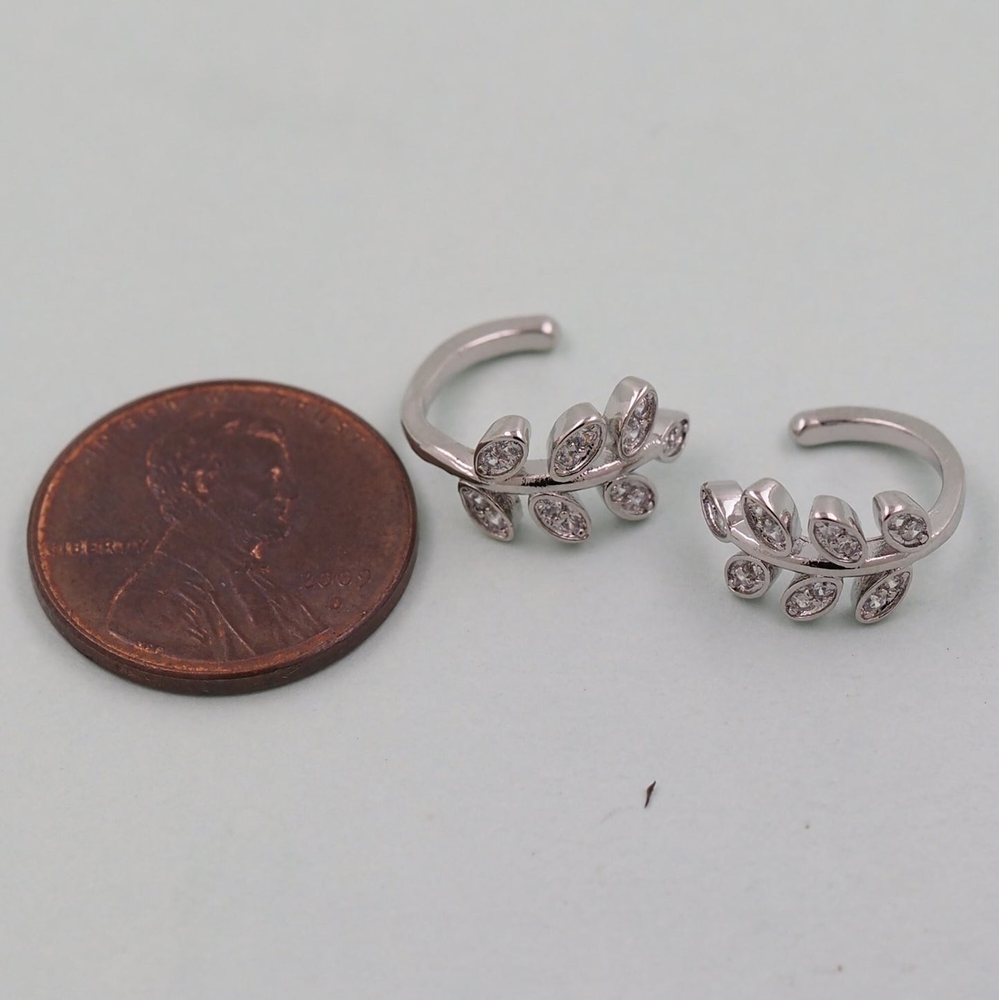 1pair 18K Gold Filled Dainty CZ leaf Hoop Earrings,CZ Ear Cuff No Piercing,Cartilage Earring,Ear Wrap Earrings