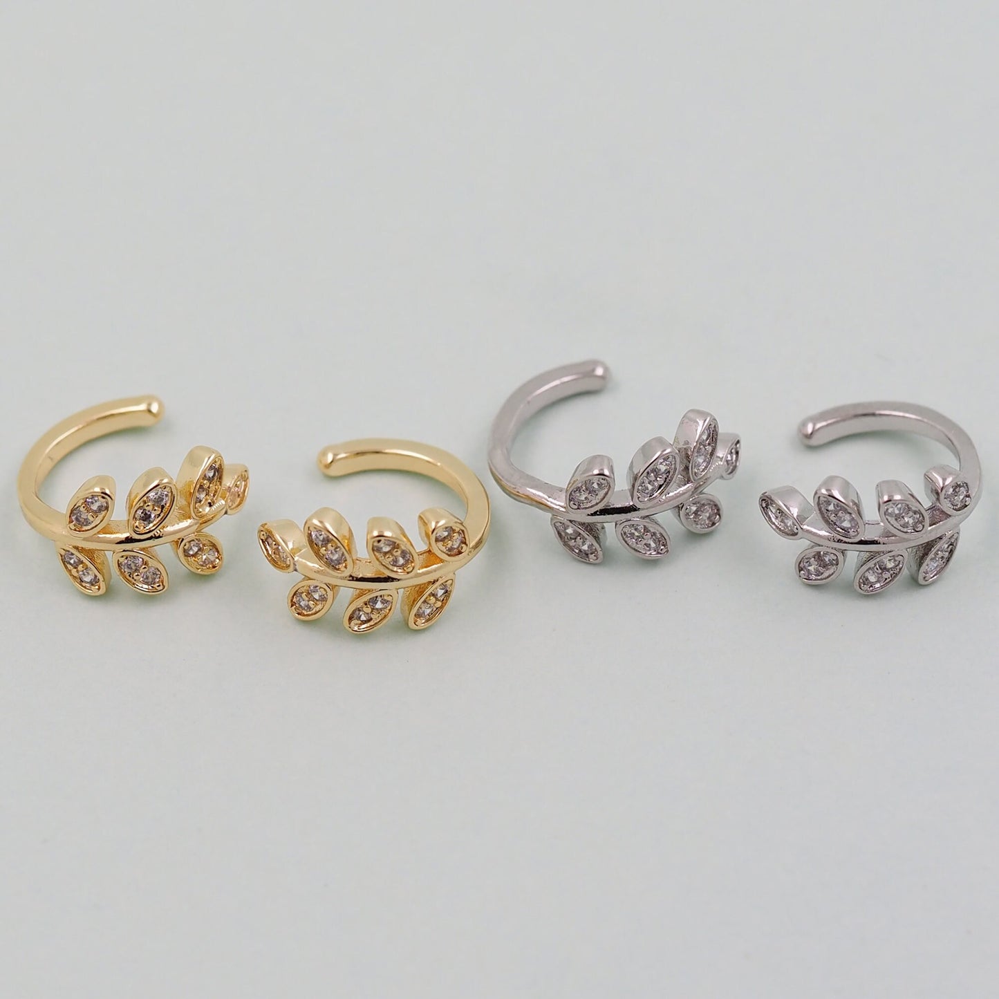 1pair 18K Gold Filled Dainty CZ leaf Hoop Earrings,CZ Ear Cuff No Piercing,Cartilage Earring,Ear Wrap Earrings