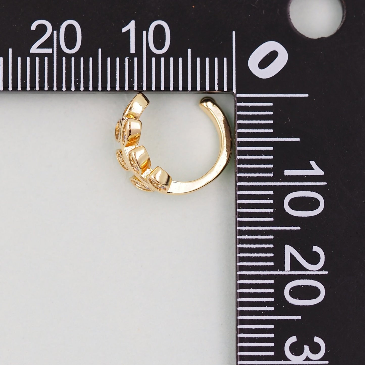 1pair 18K Gold Filled Dainty CZ leaf Hoop Earrings,CZ Ear Cuff No Piercing,Cartilage Earring,Ear Wrap Earrings