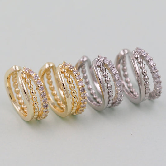 1pair 18K Gold Filled Dainty Hoop Earrings,CZ Ear Cuff No Piercing,Cartilage Earring,Ear Wrap Earrings