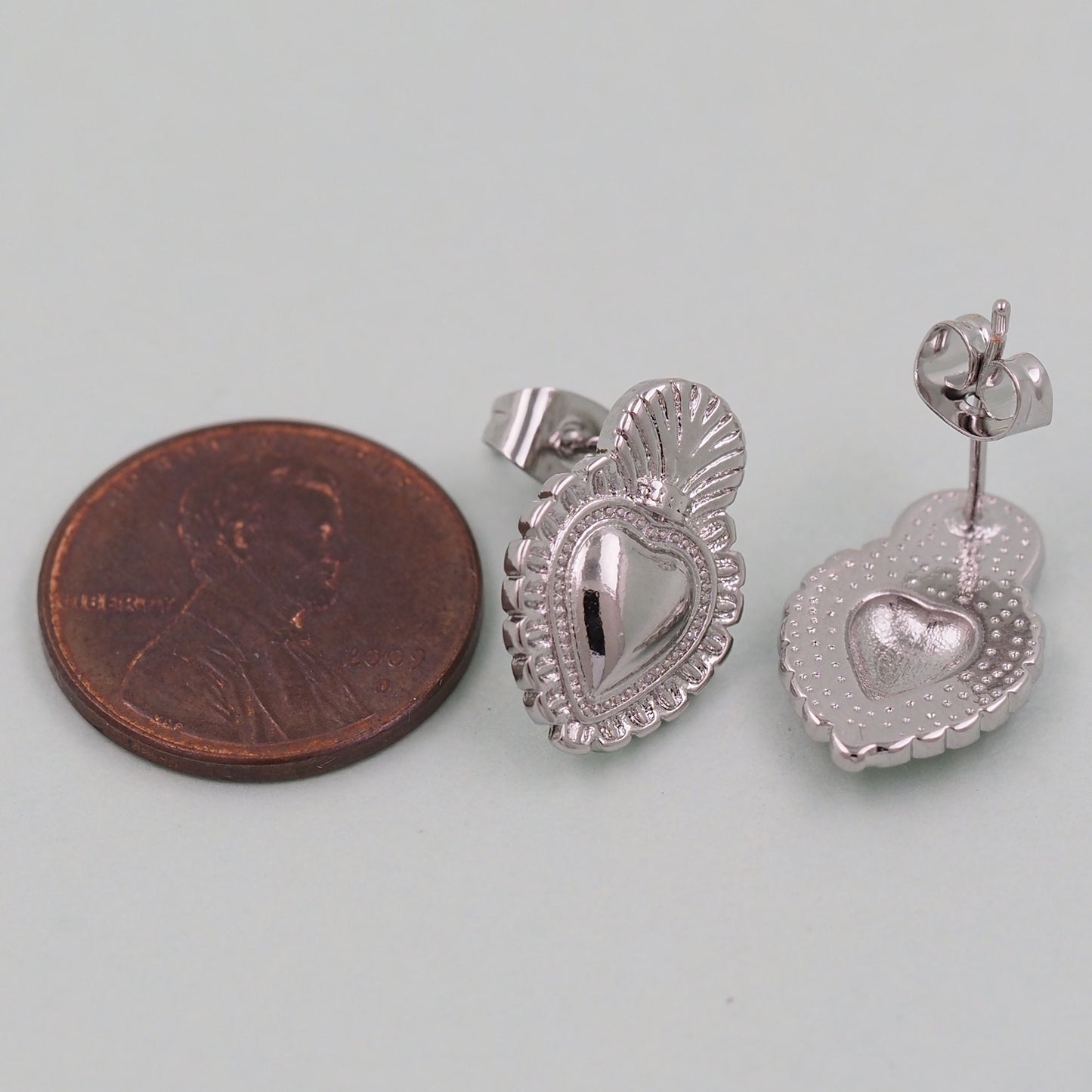 1pair 18K Gold Filled Sacred Heart Earrings,Flaming Heart Earrings,Gold Earrings,Dainty Hoops Huggie,Gold Huggies Hoop Earrings