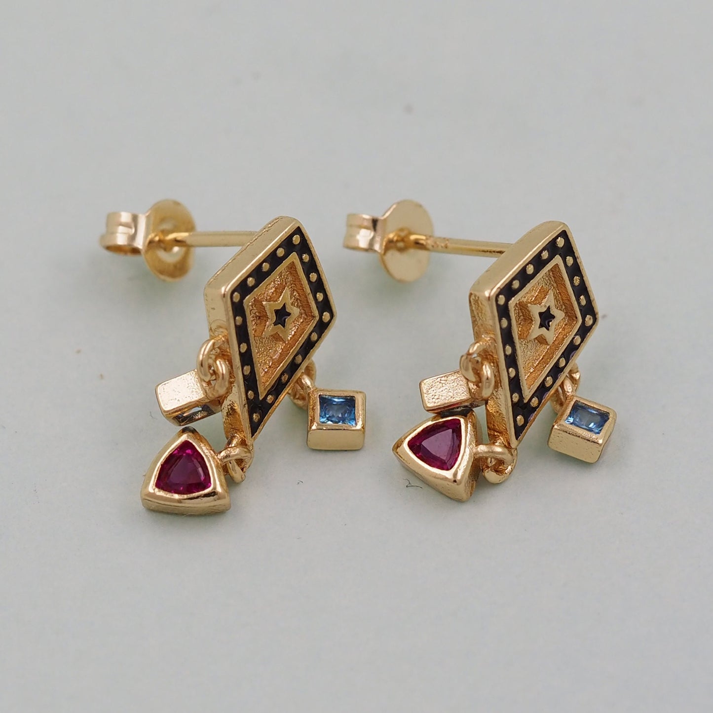 1pair 18K Gold Filled geometric triangle crystal Earrings,Gold Earrings,Dainty Hoops Huggie,Gold Huggies Hoop Earrings