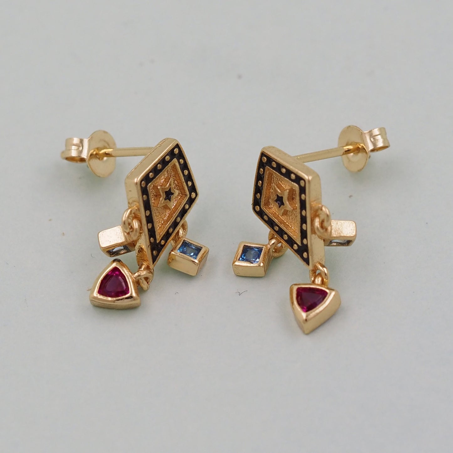 1pair 18K Gold Filled geometric triangle crystal Earrings,Gold Earrings,Dainty Hoops Huggie,Gold Huggies Hoop Earrings