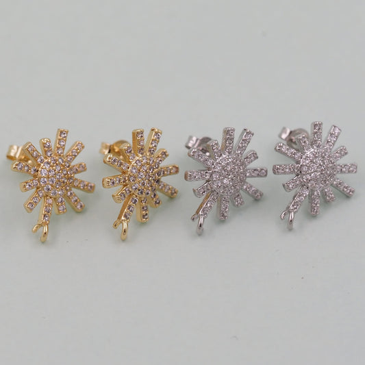 1pair 18K Gold Filled Sun Earrings,Gold Earrings,Dainty Hoops Huggie,Gold Huggies Hoop Earrings