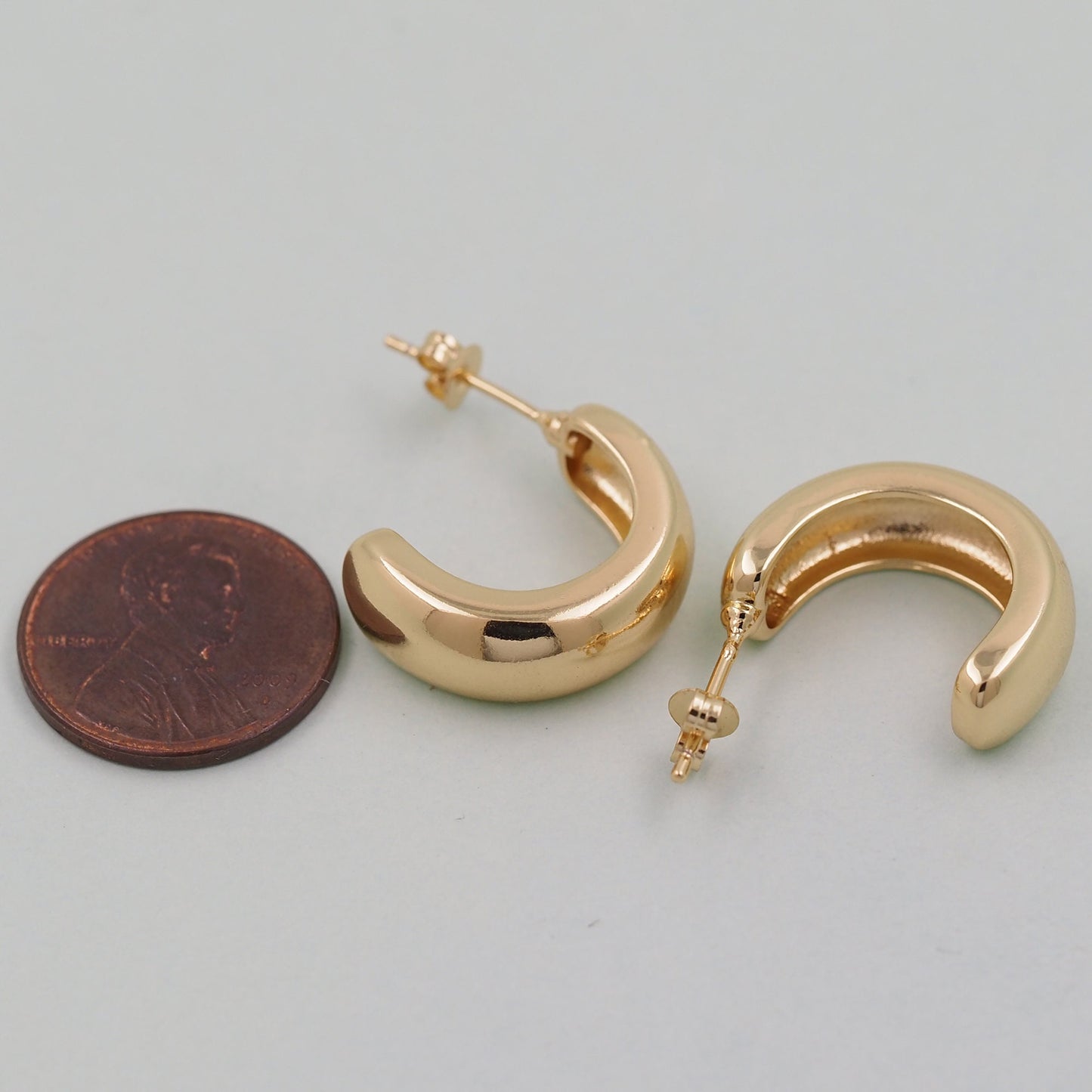 1pair 18K Gold Filled Thick Hoops Earrings,Gold Earrings,Dainty Hoops Huggie,Gold Huggies Hoop Earrings