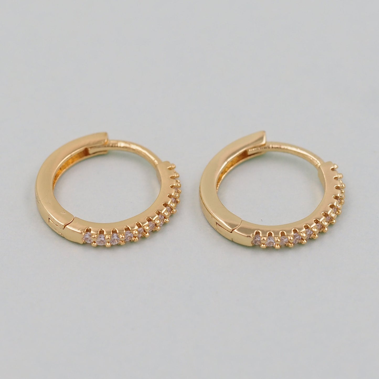 1pair 18K Gold Filled thinCZ Hoops Earrings,Gold Earrings,Dainty Hoops Huggie,Gold Huggies Hoop Earrings