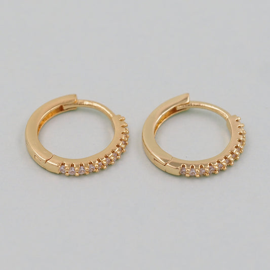 1pair 18K Gold Filled thinCZ Hoops Earrings,Gold Earrings,Dainty Hoops Huggie,Gold Huggies Hoop Earrings