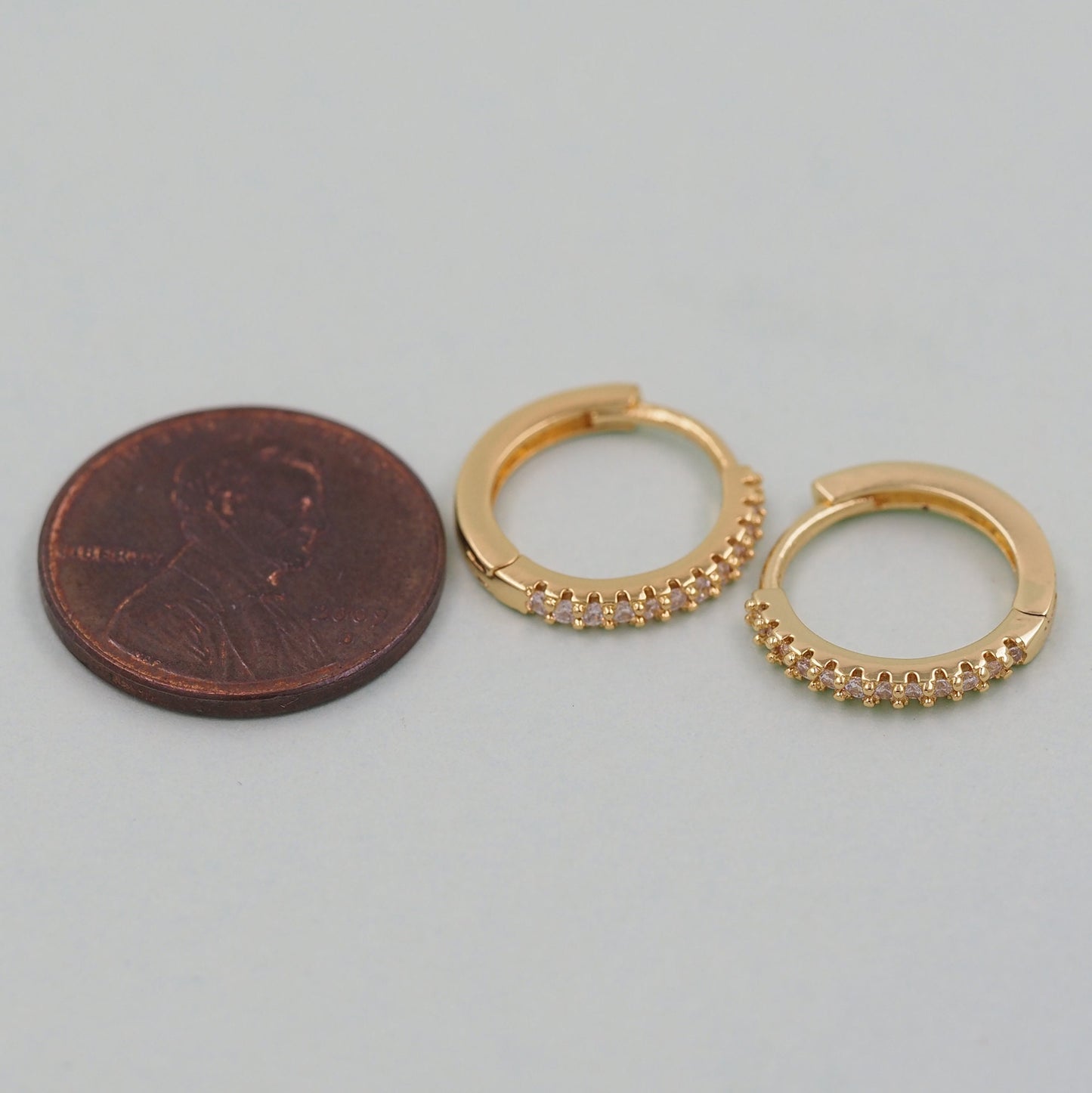 1pair 18K Gold Filled thinCZ Hoops Earrings,Gold Earrings,Dainty Hoops Huggie,Gold Huggies Hoop Earrings