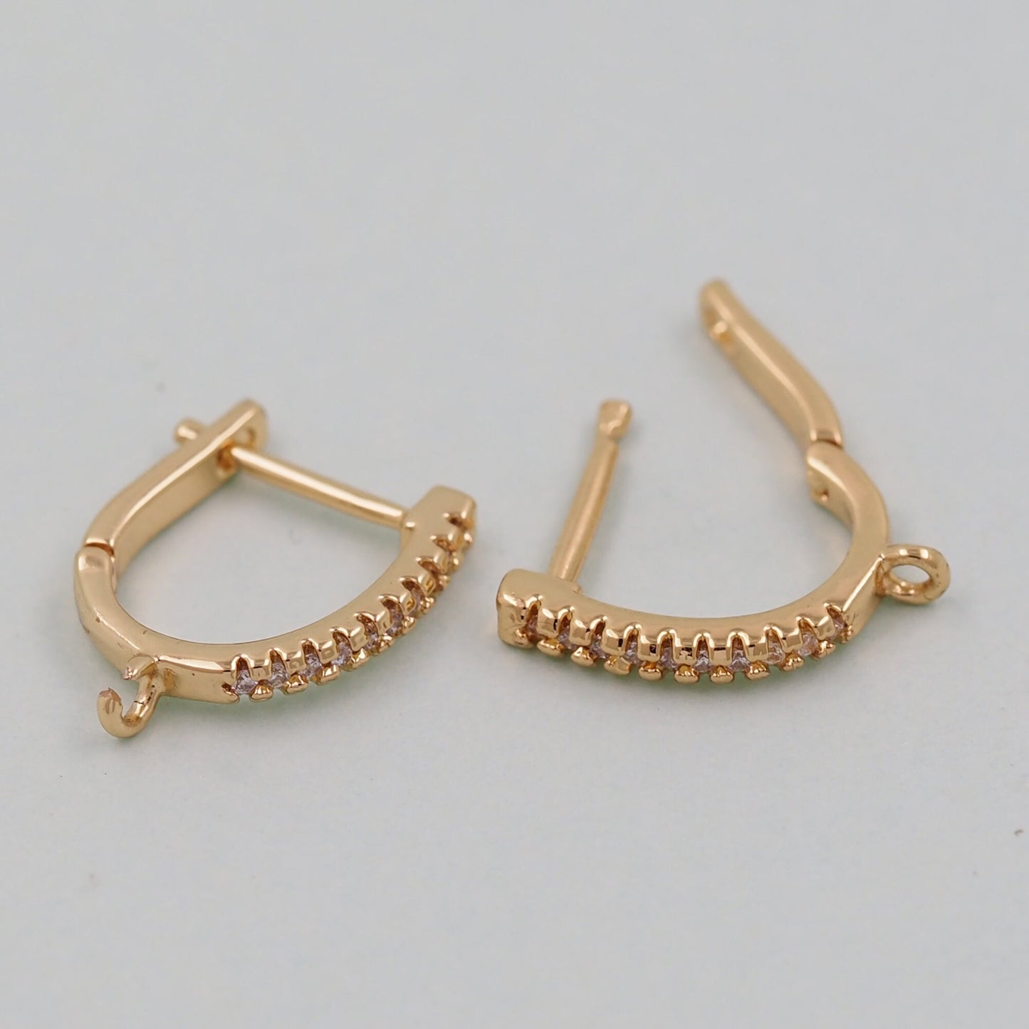 1pair 18K Gold Filled Hoops earring components,Gold U Earrings,Dainty Hoops Huggie,Gold Huggies Hoop Earrings
