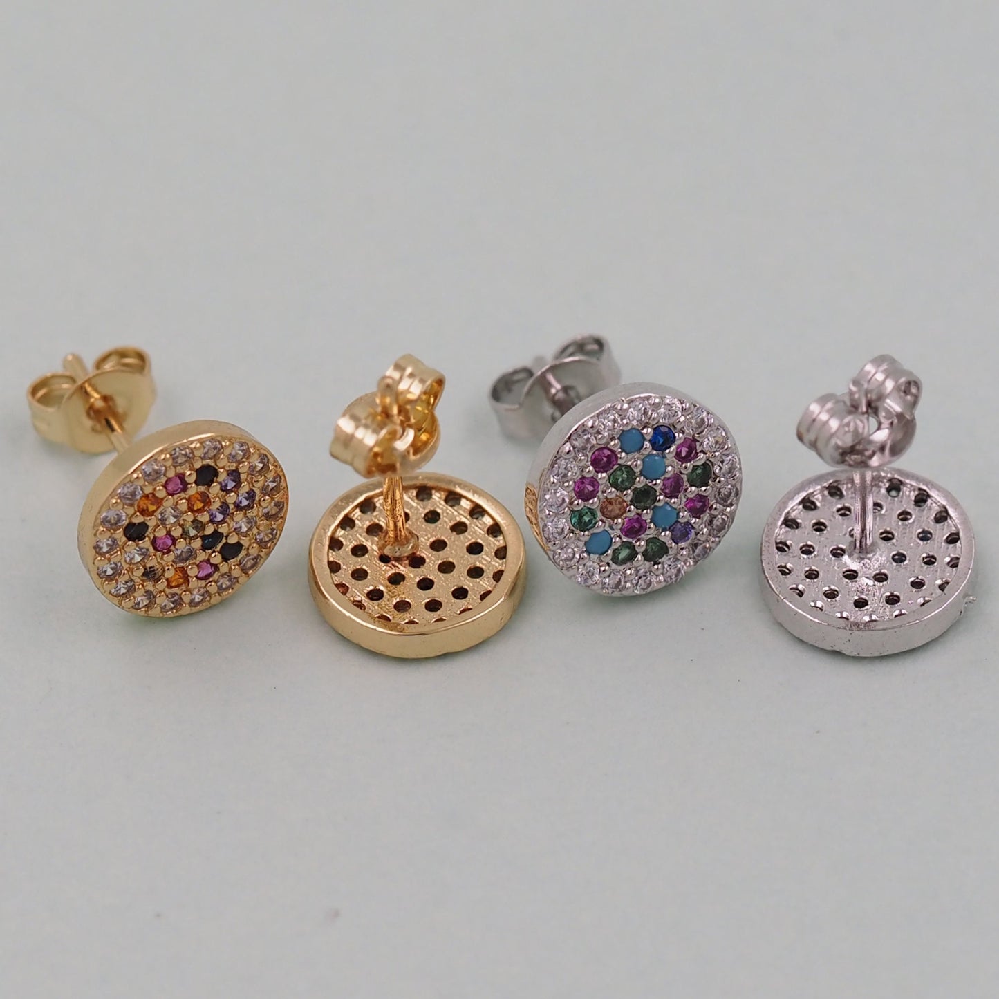 1pair 18K Gold Filled Evil Eye Earrings,Gold colorful Round Earrings,Dainty Earrings