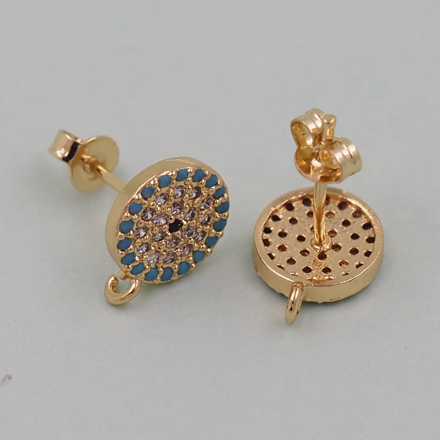 1pair 18K Gold Filled Evil Eye Earrings,Gold Round Earrings,Dainty Earrings