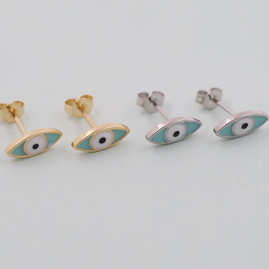 1pair 18K Gold Filled Evil EYE Earrings,Gold Earrings,Dainty Earrings