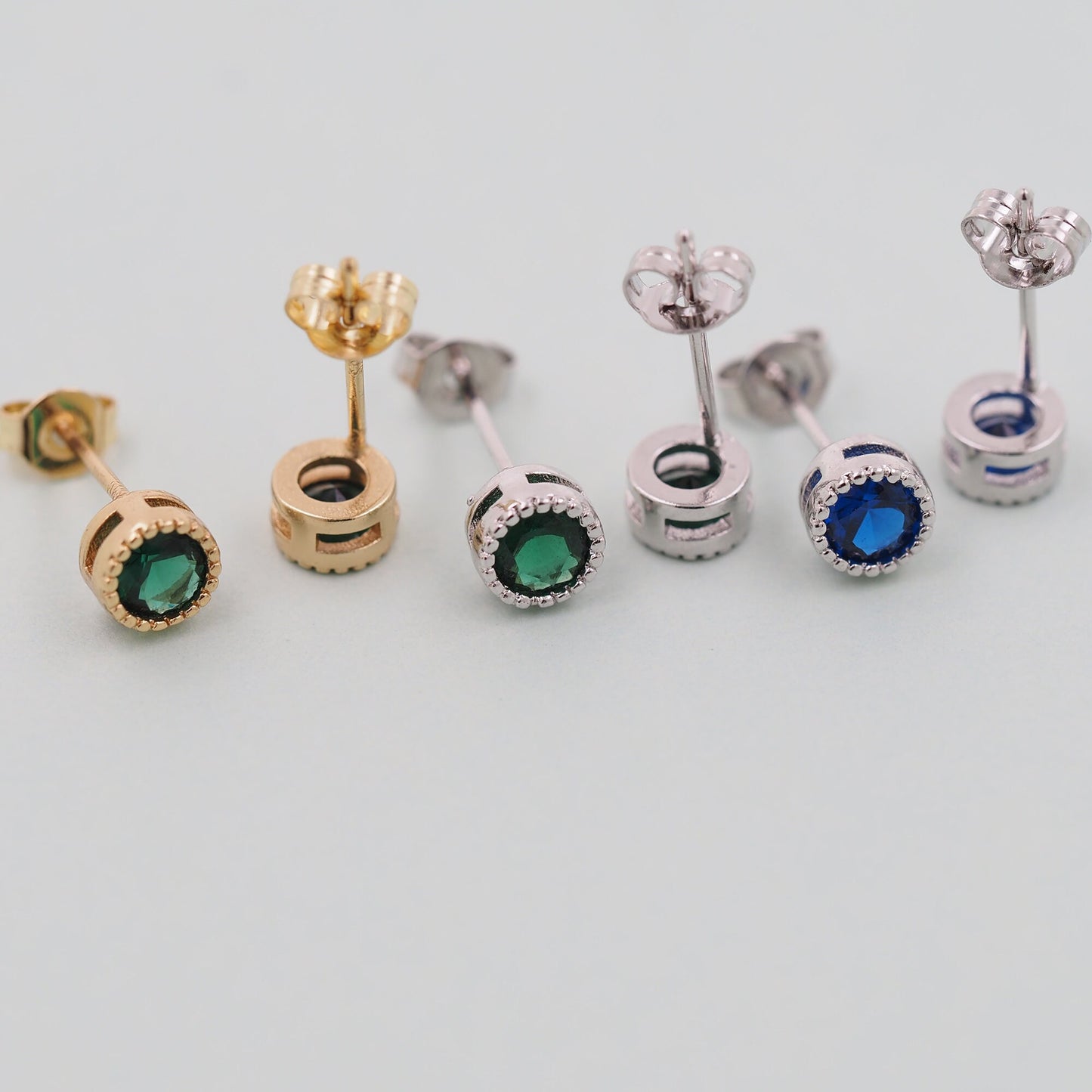 1pair 18K Gold Filled Round Crystal Earrings,Gold Earrings,Dainty Earrings