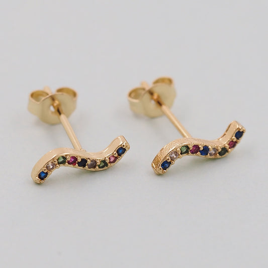 1pair 18K Gold Filled wave Earrings,Gold Earrings,Dainty Earrings