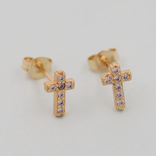 1pair 18K Gold Filled Cross Earrings,Gold Earrings,Dainty Earrings