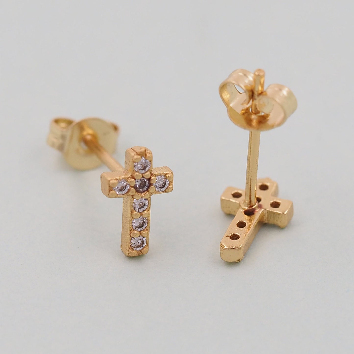 1pair 18K Gold Filled Cross Earrings,Gold Earrings,Dainty Earrings