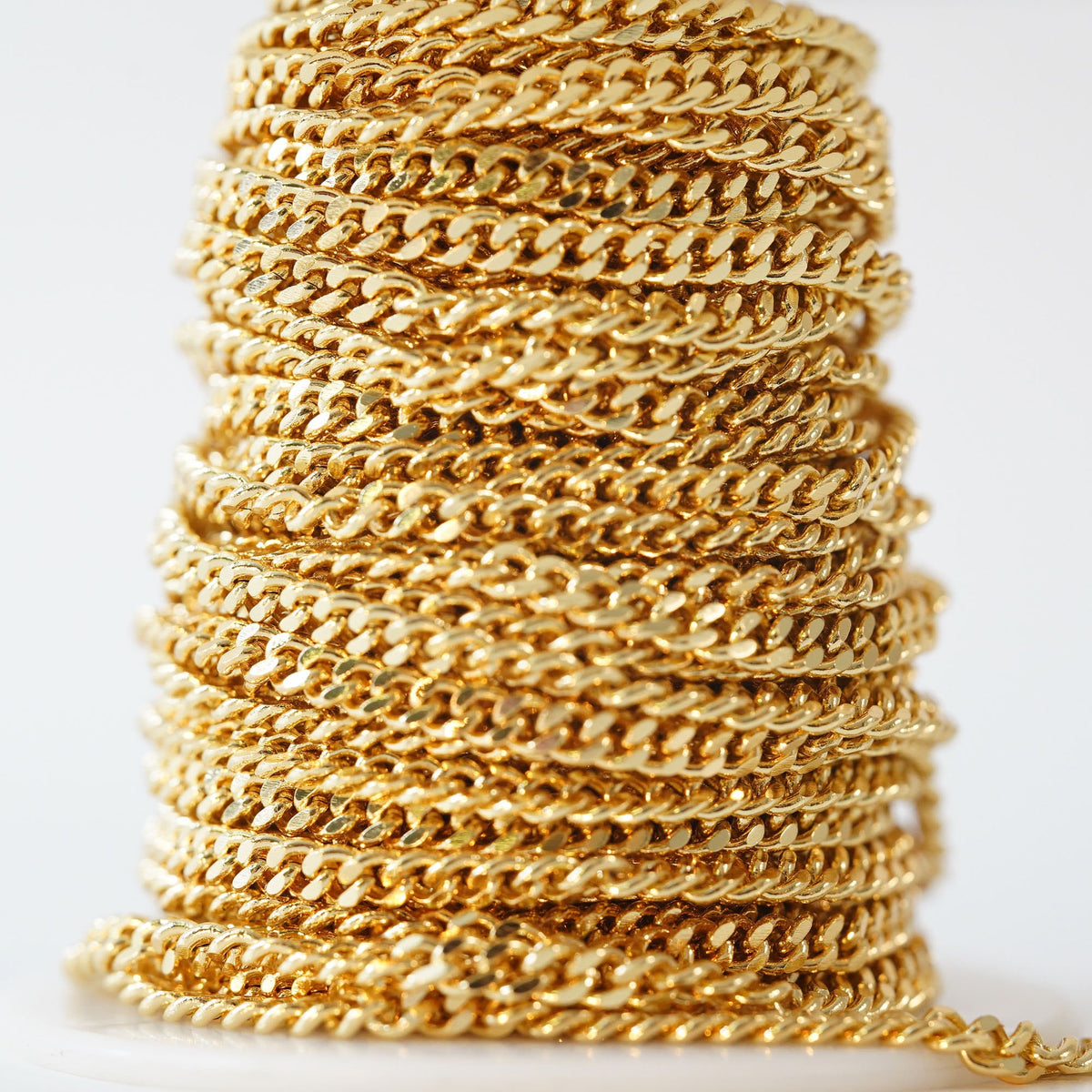 18K Gold Filled Curb Chain 3.28 ft, 16.40 ft for Jewelry Making