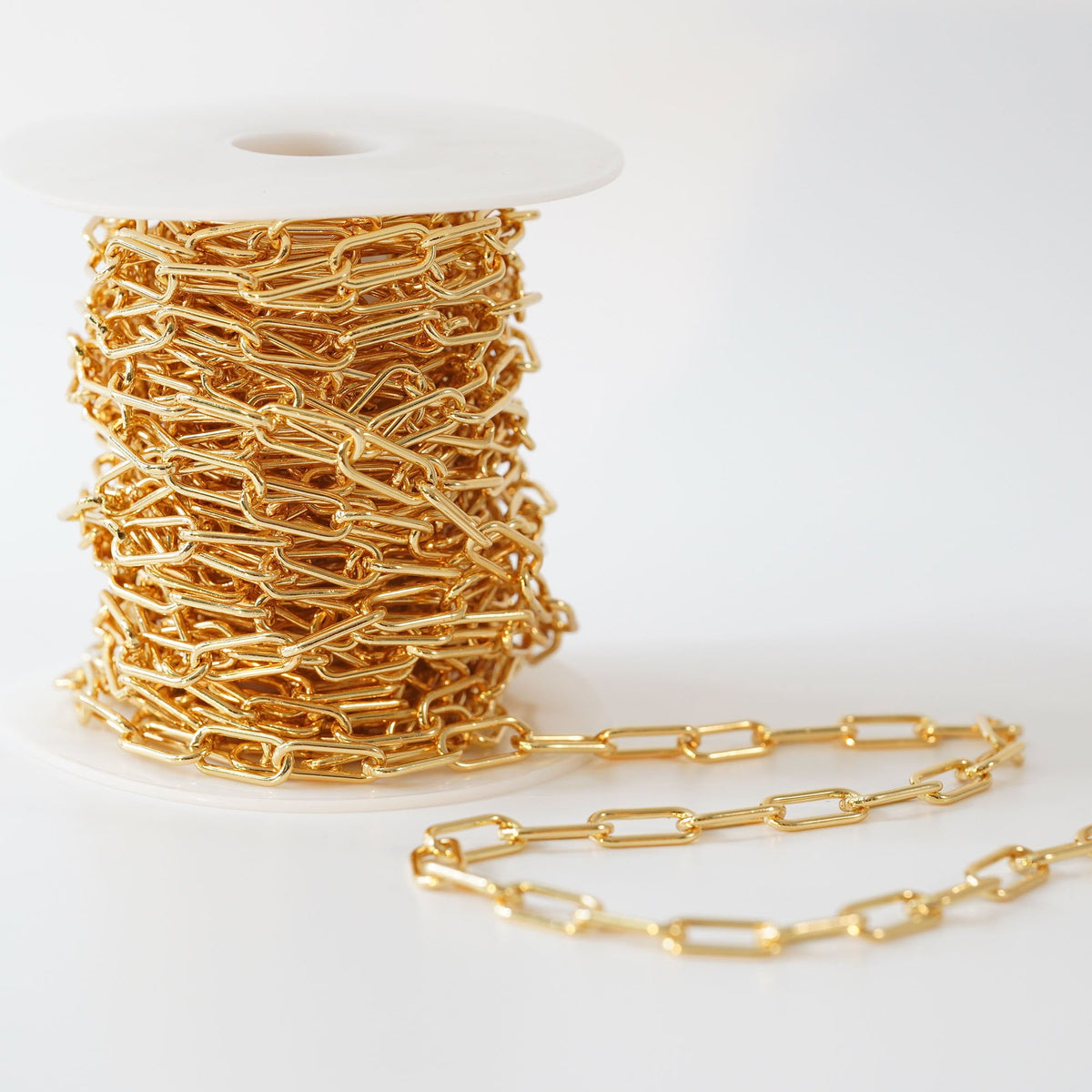 18K Gold Filled Oval Paperclip Chain 2 mm, 3.28 ft for Jewelry Making
