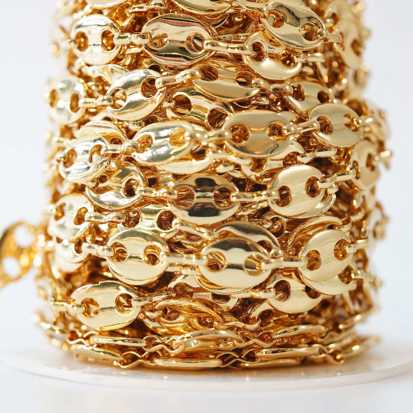 Gold Oval Chain,18K Gold Filled Pig Nose Chain for Necklace Bracelet DIY Jewelry Making Supply 8mm