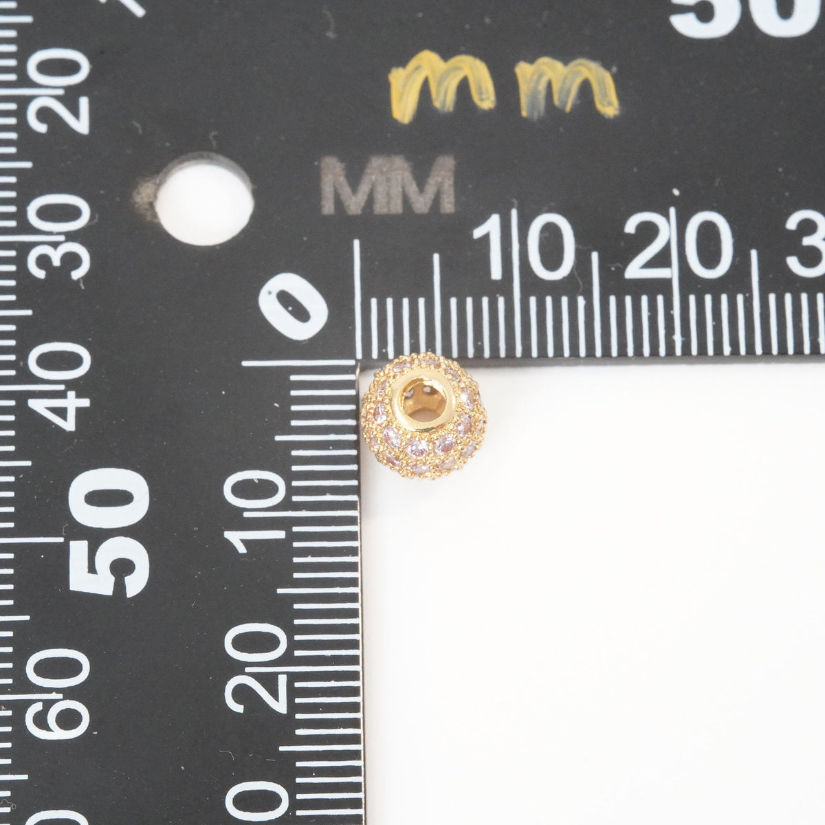 18K Gold Filled Cubic Zirconia Round Round Beads 8 mm for Jewelry Making