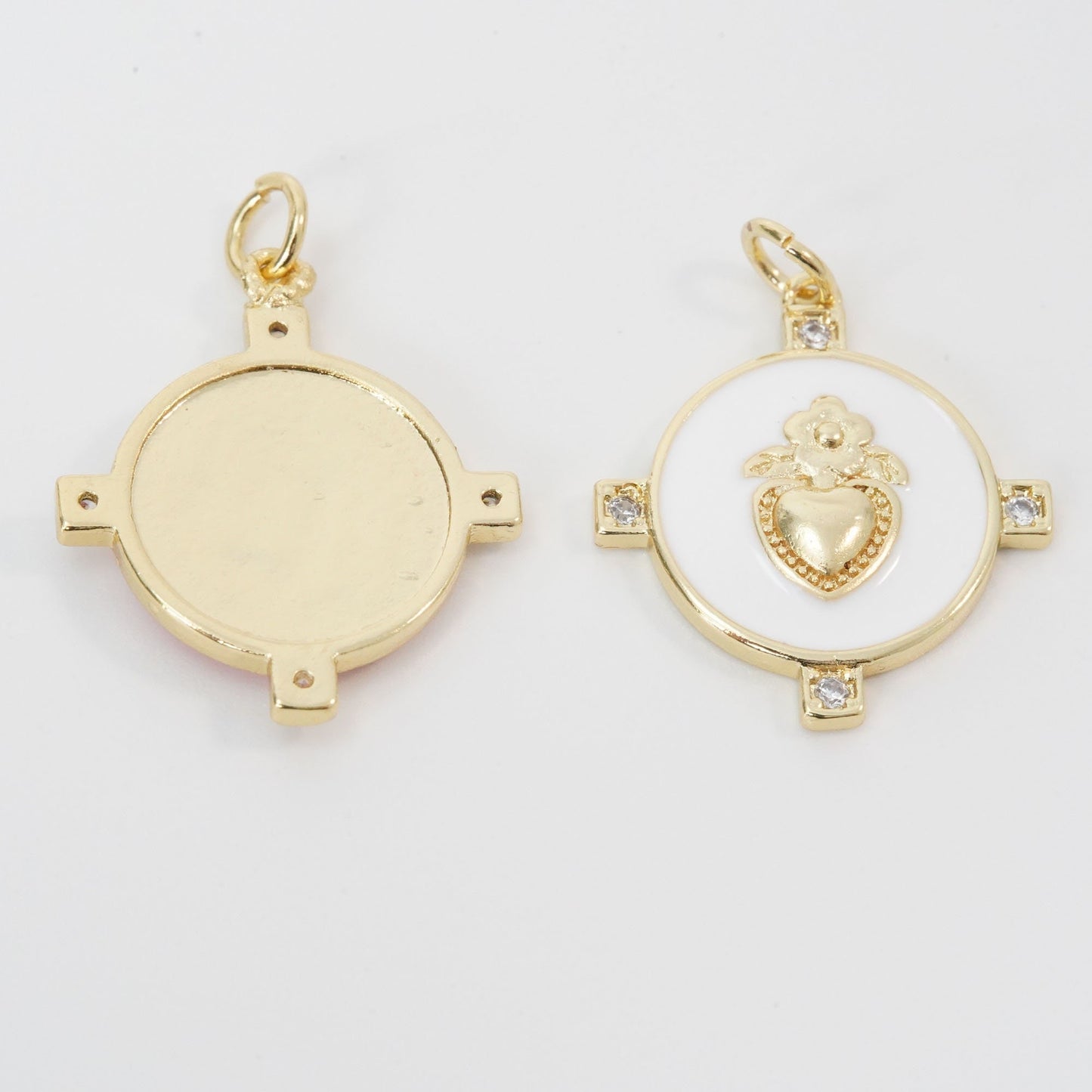 Gold Heart Charms,18K Gold Filled Enamel Heart Pendant Charm Bracelet Necklace for DIY Jewelry Making Supply