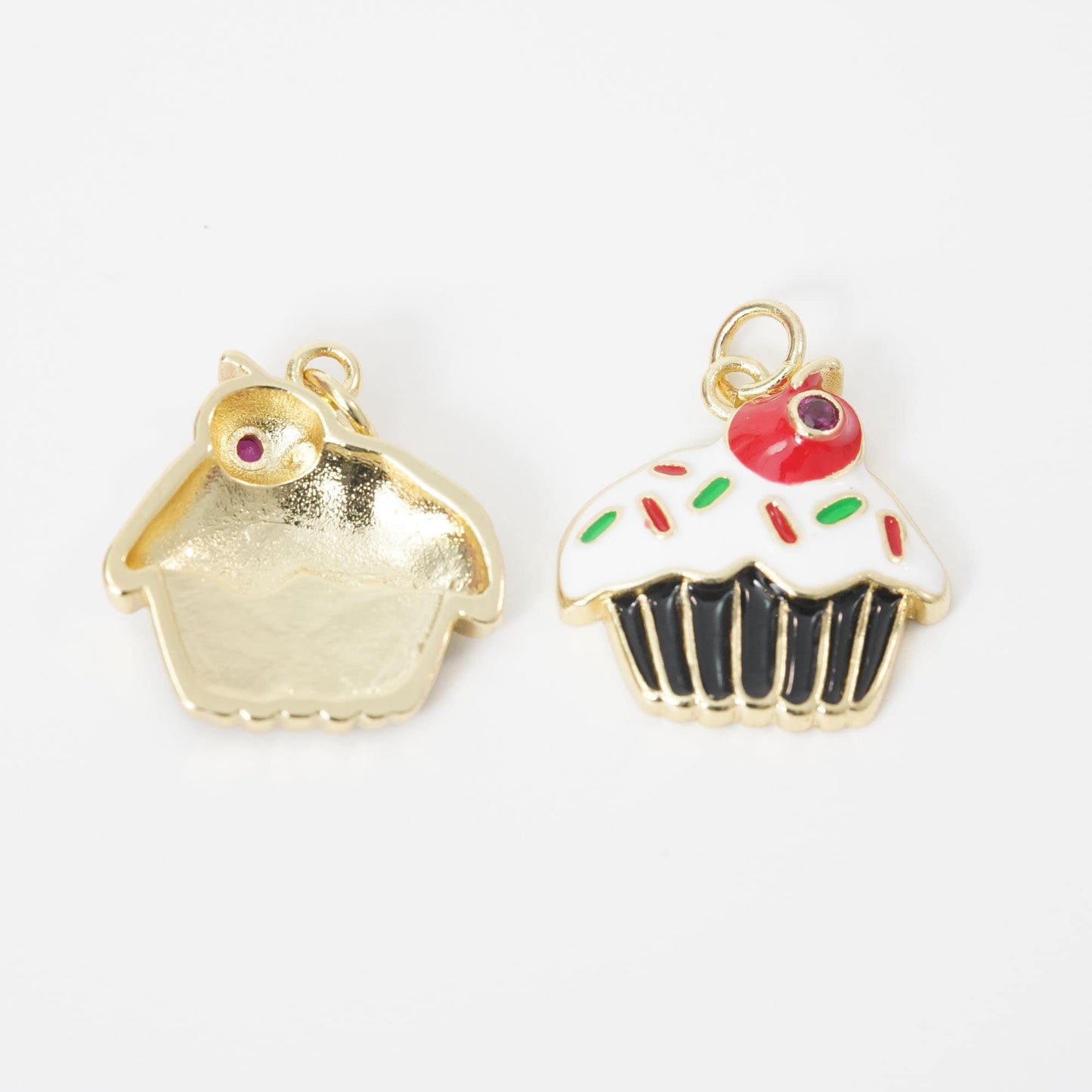 Gold Cake Charms,18K Gold Filled cake Pendant,cute cake Charm Bracelet Necklace for DIY Jewelry Making Supply