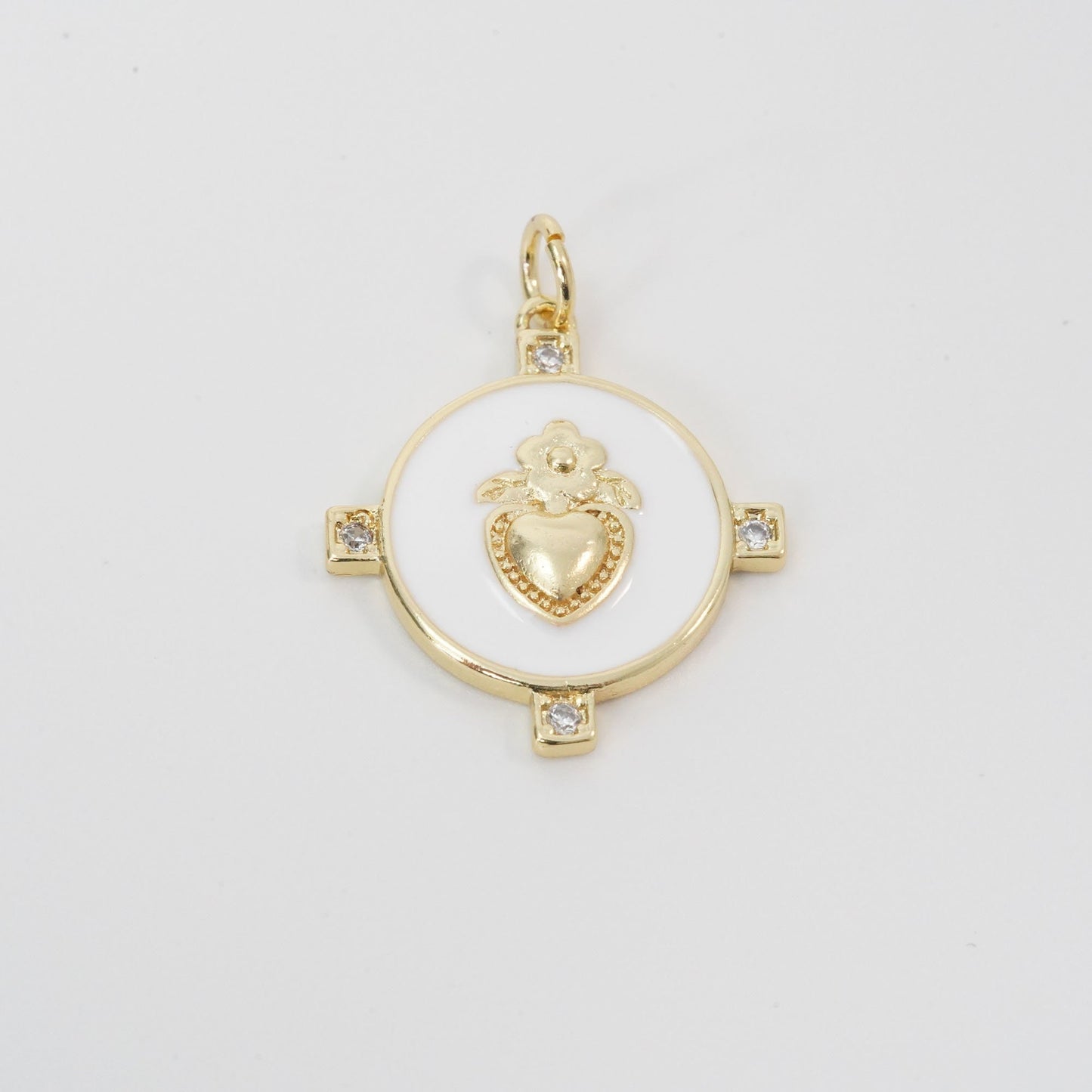 Gold Heart Charms,18K Gold Filled Enamel Heart Pendant Charm Bracelet Necklace for DIY Jewelry Making Supply