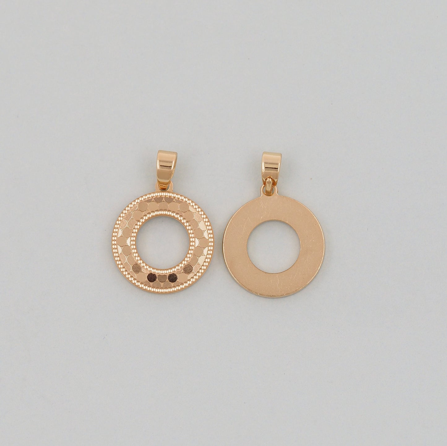 Gold Round Charms,18K Gold Filled Round Donut Pendant,Round Charm Bracelet Necklace for DIY Jewelry Making Supply