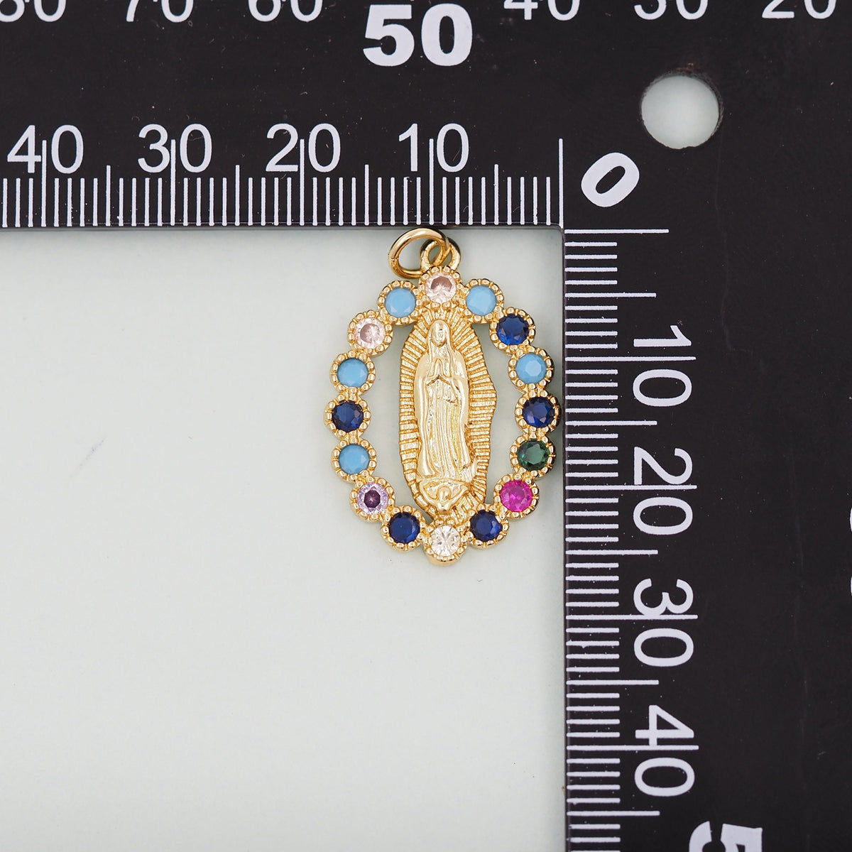 Gold Our Lady of Guadalupe Charms,18K Gold Filled virgin mary Pendant Charm Bracelet Necklace for DIY Jewelry Making Supply