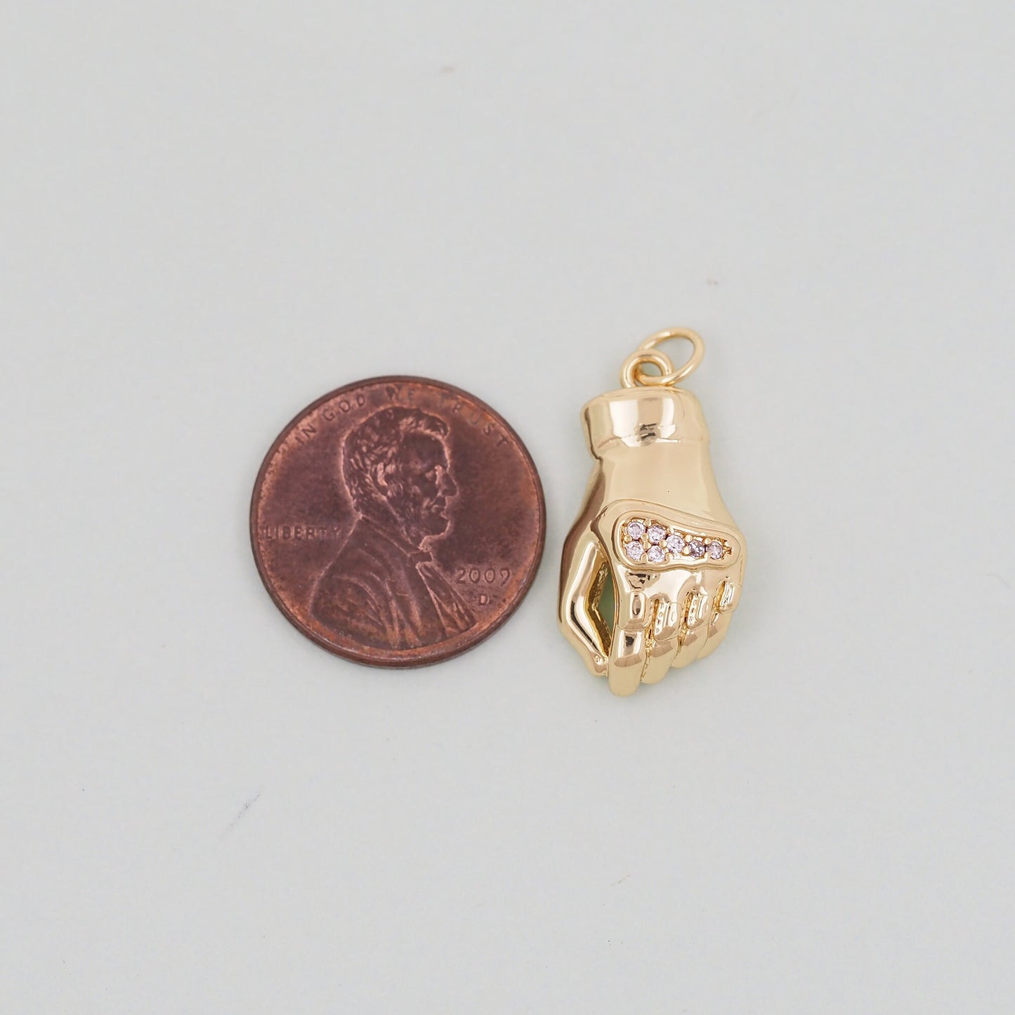 18K Gold Filled Hand Pendant,CZ Hand Hamsa Charm Necklace for DIY Jewelry Making Supply