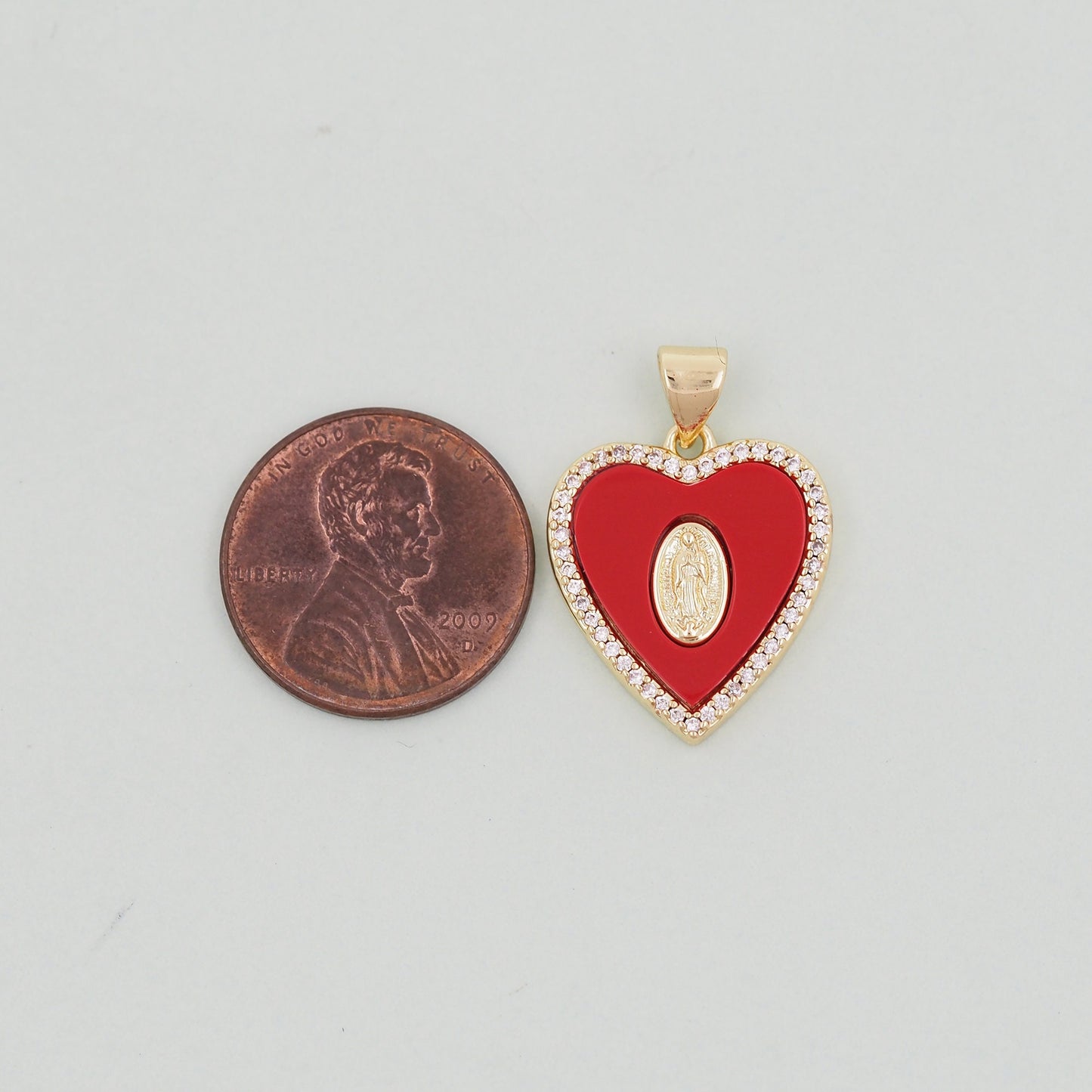 Gold Our Lady of Guadalupe Charms,18K Gold Filled Heart virgin mary Pendant Charm Bracelet Necklace for DIY Jewelry Making Supply
