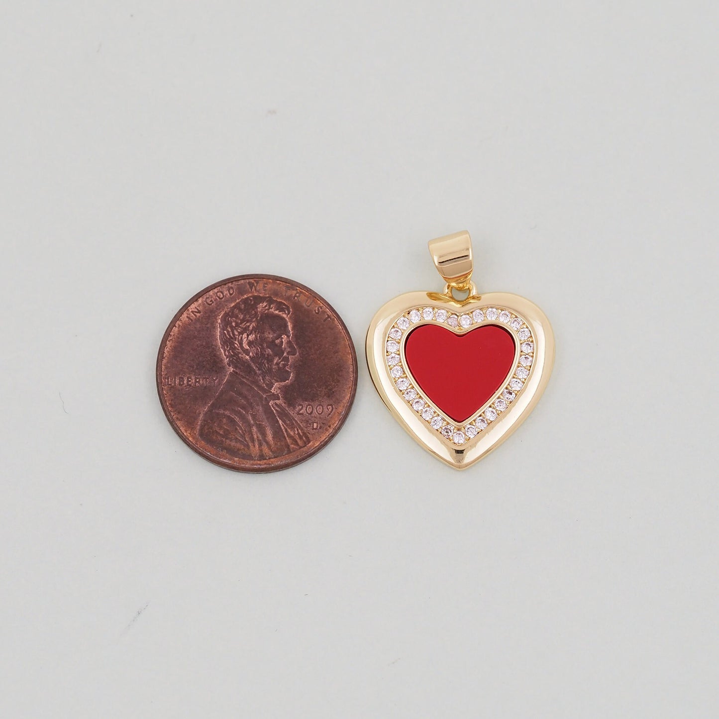 Gold Red Heart Charms,18K Gold Filled Heart Pendant,Heart Charm Bracelet Necklace for DIY Jewelry Making Supply