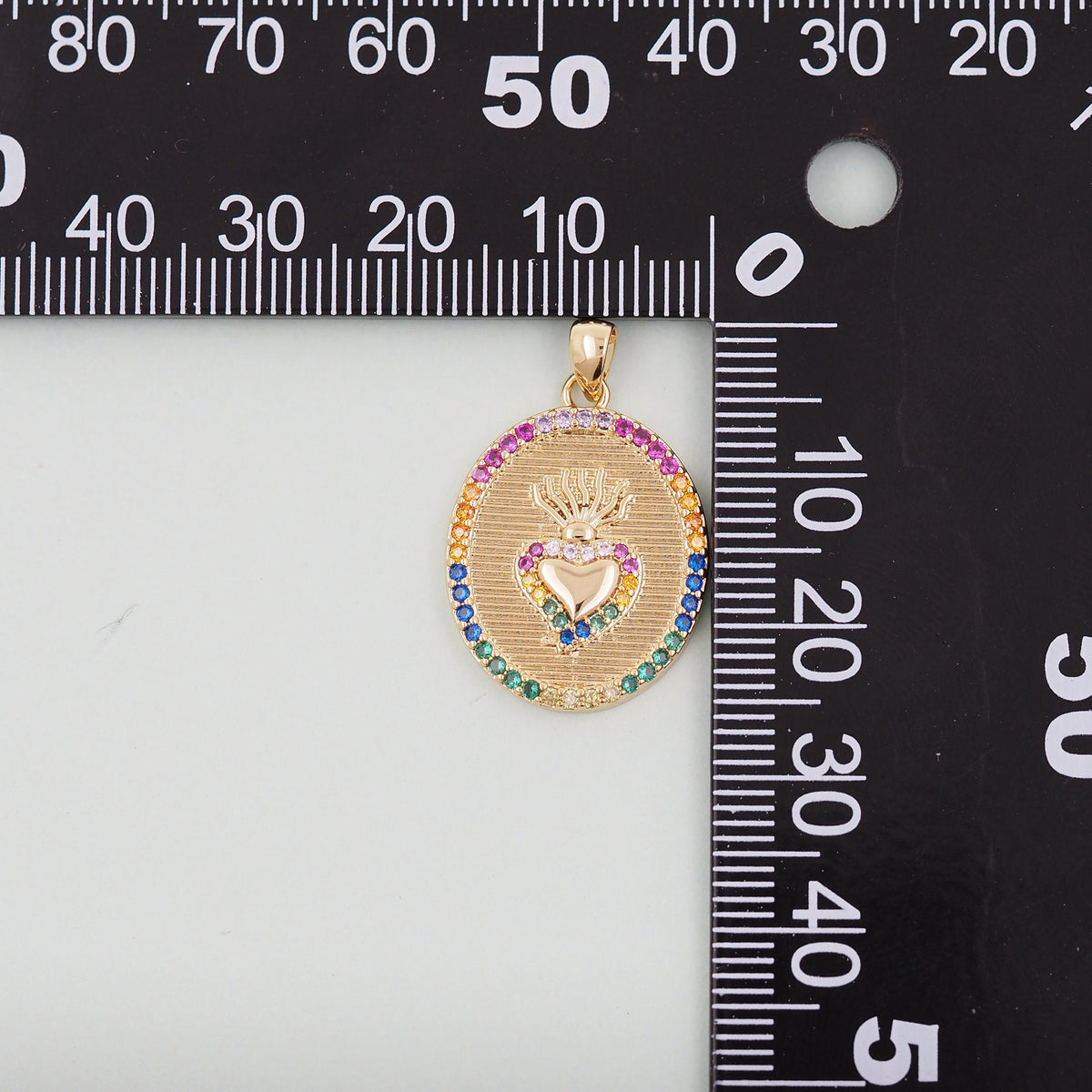 18K Gold Filled Sacred Heart Pendant,Sacred Heart Charm Bracelet Necklace for DIY Jewelry Making Supply