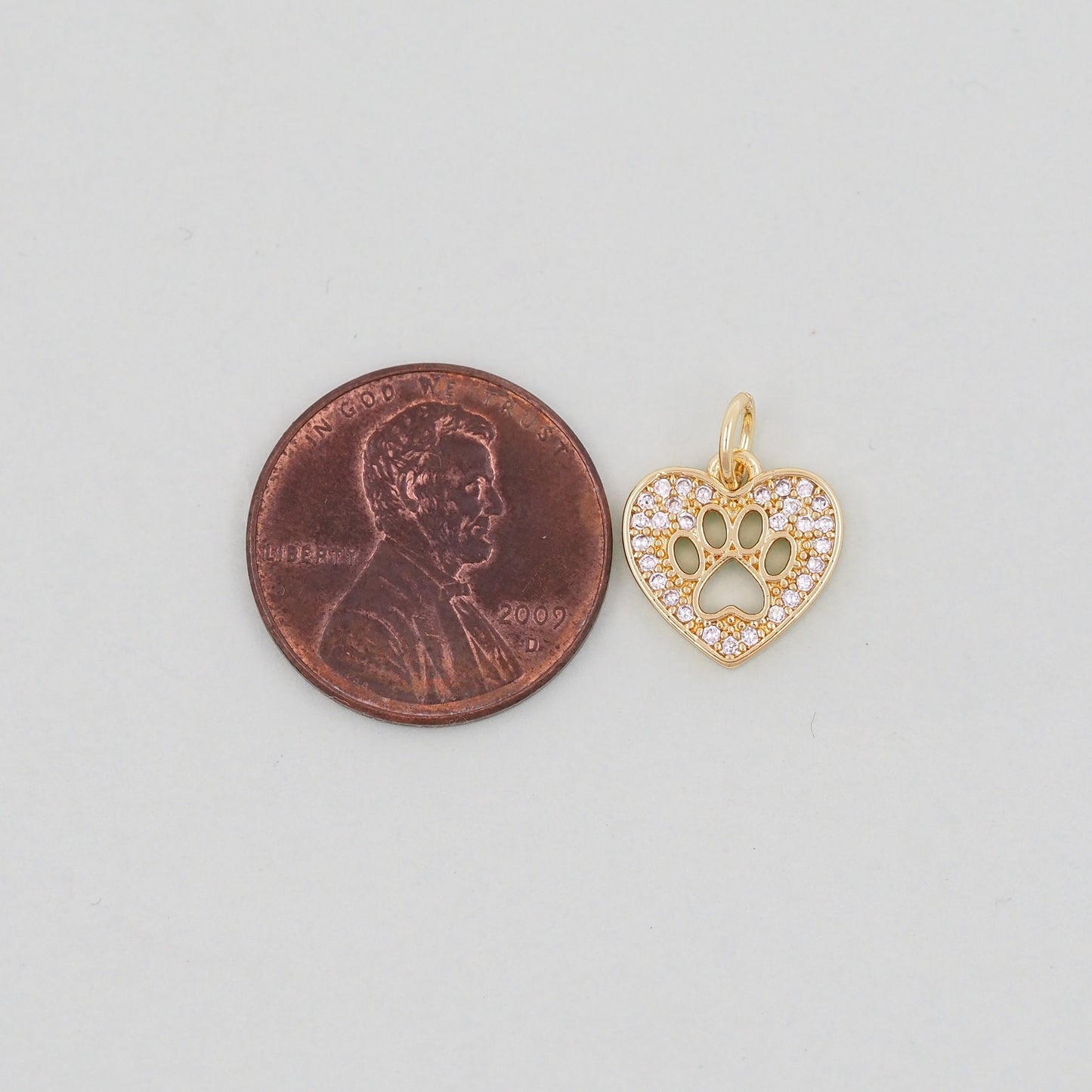 Gold Tiny Heart paw Charms,18K Gold Filled Heart Pendant,Heart Charm Bracelet Necklace for DIY Jewelry Making Supply